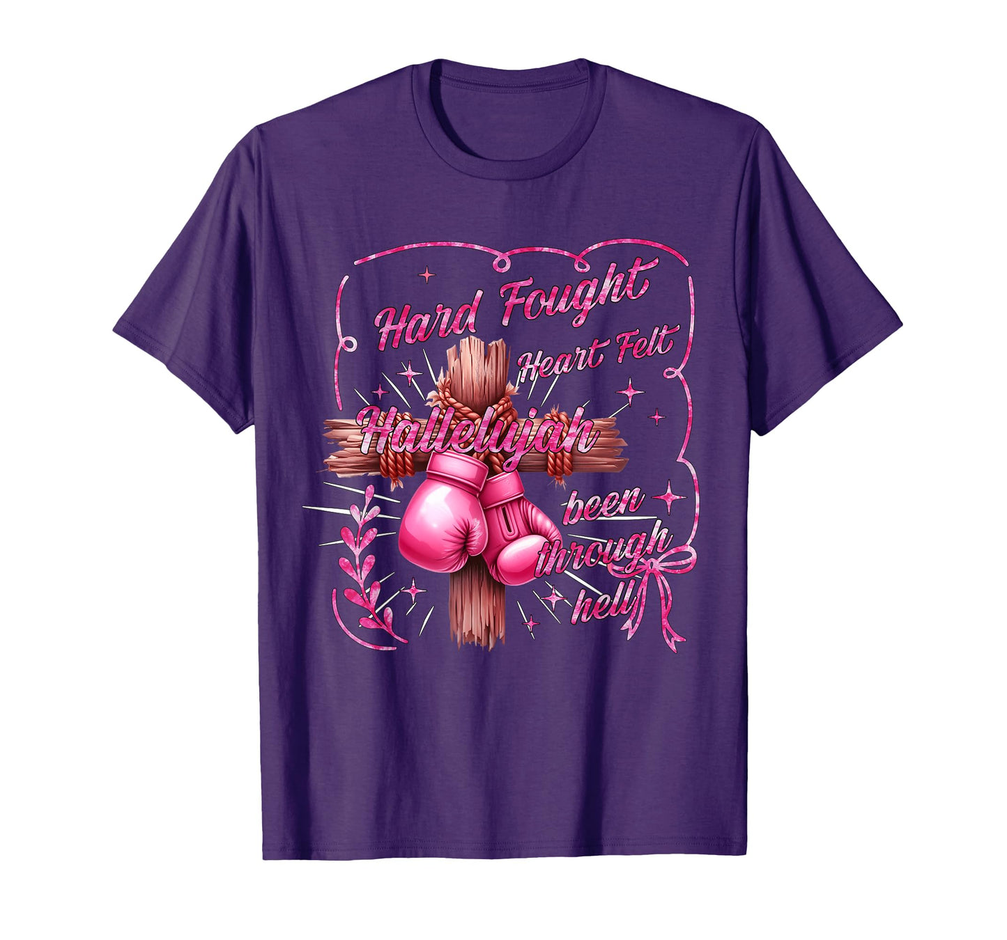 Brandon Hard Fought Hallelujah Praise Jesus Coquette Bow T-Shirt