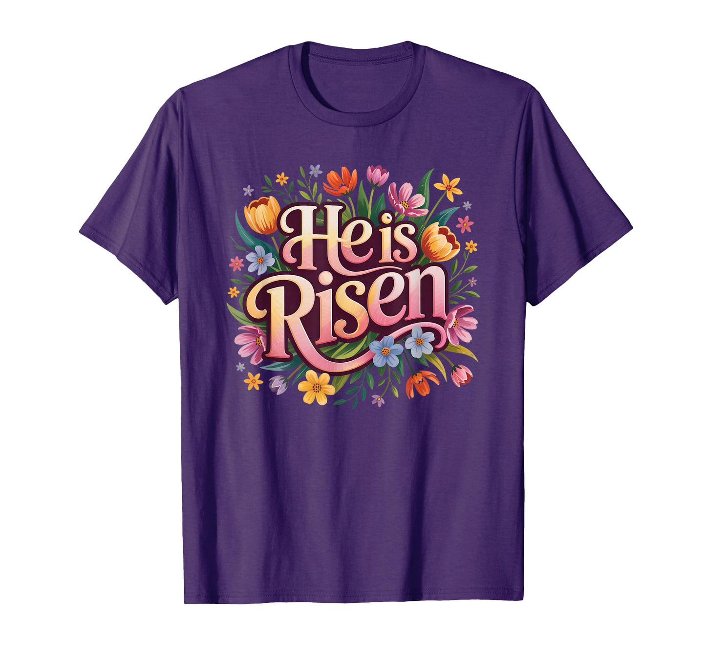He is Risen Christian Easter Floral Graphic T-Shirt