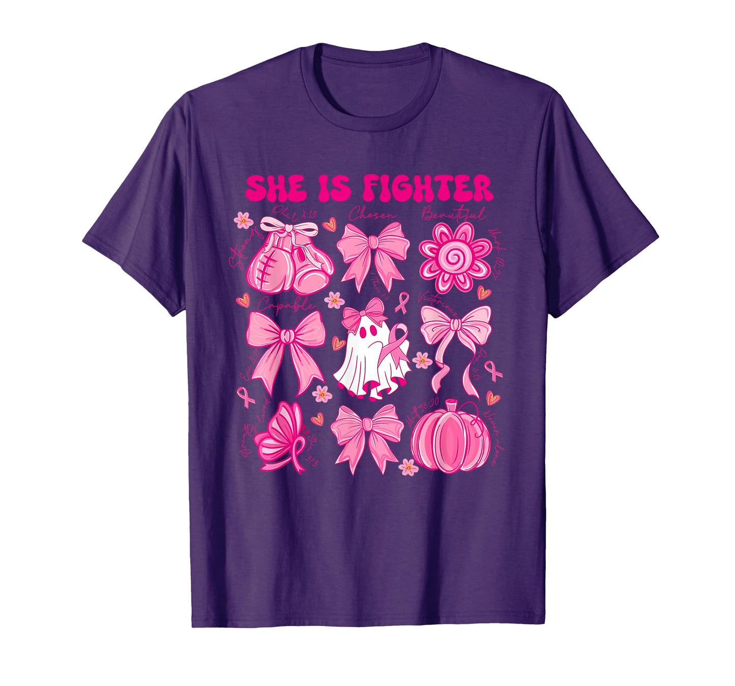 She is A Fighter Christian Breast Cancer Warrior Wear Pink T-Shirt