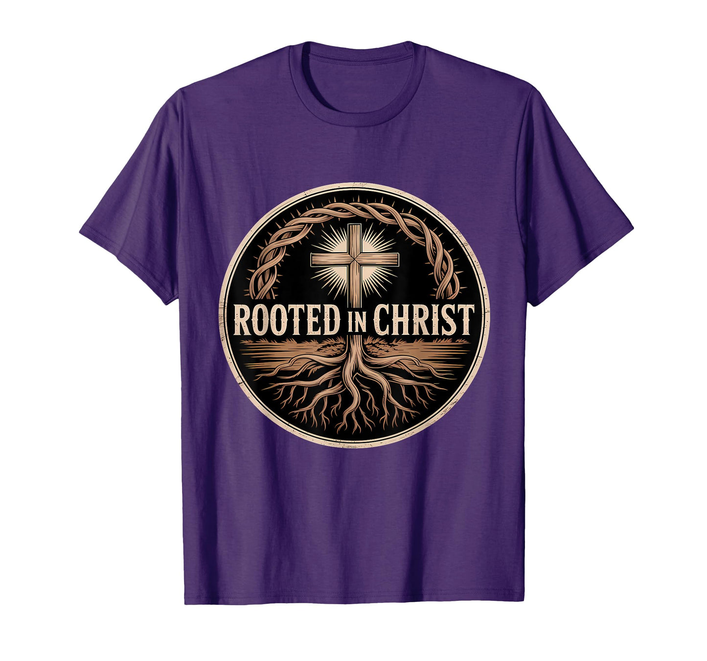 Rooted in Christ Jesus Cross Christian Faith T-Shirt