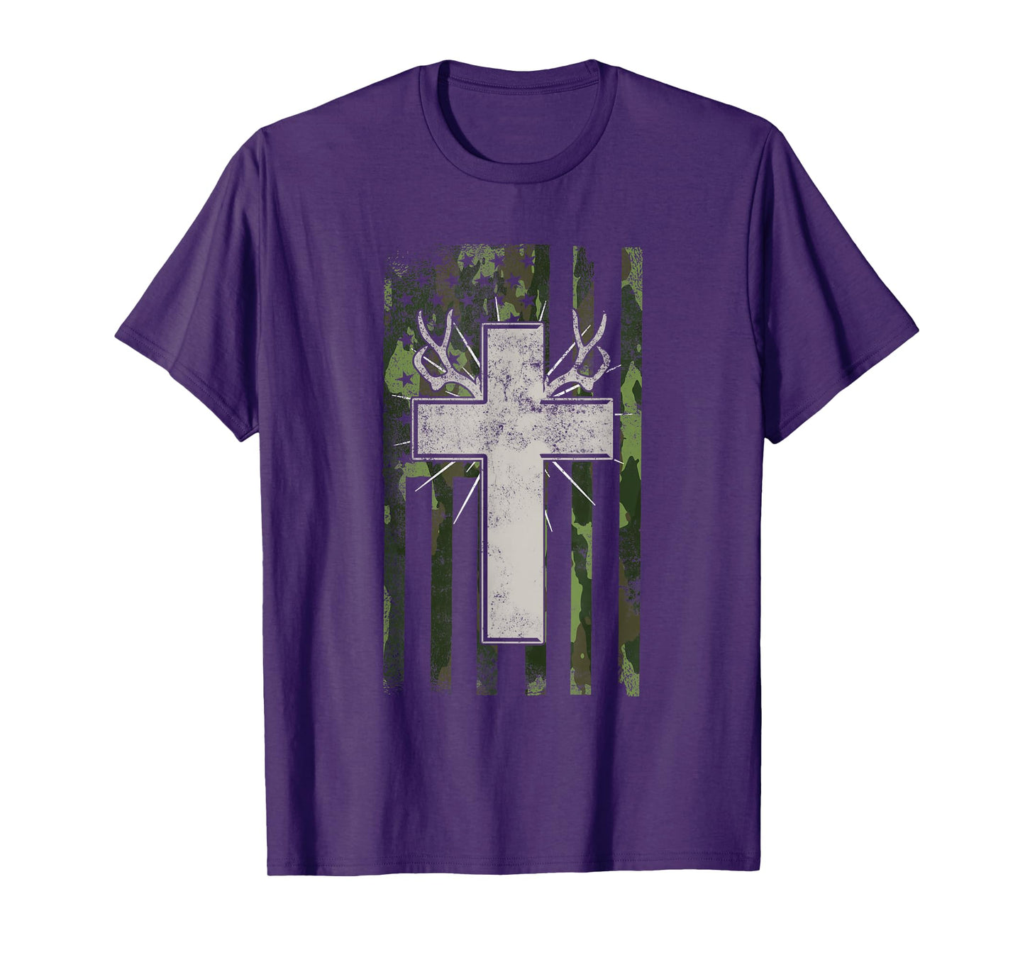 Jesus Christian Cross Hunting American Flag Camo Deer Hunter Women Men T-Shirt