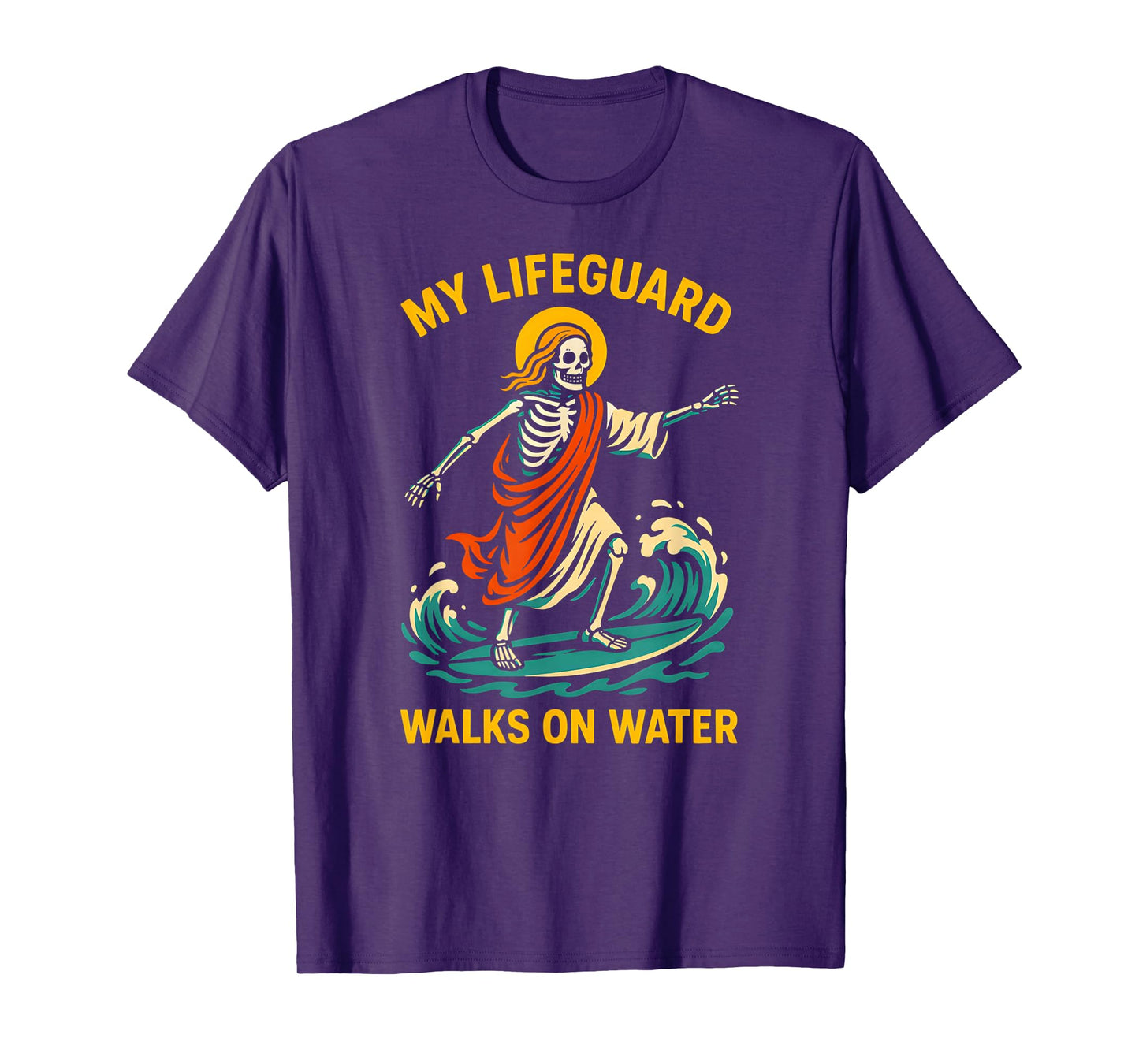 Jesus My Lifeguard Walks on Water Fun Mens Christian Faith T-Shirt