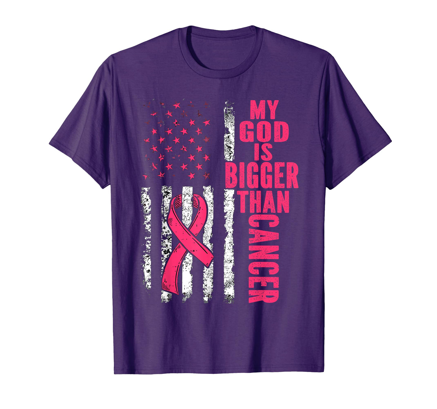 My God is Bigger Than Cancer Breast Cute Pink Ribbon Jesus T-Shirt