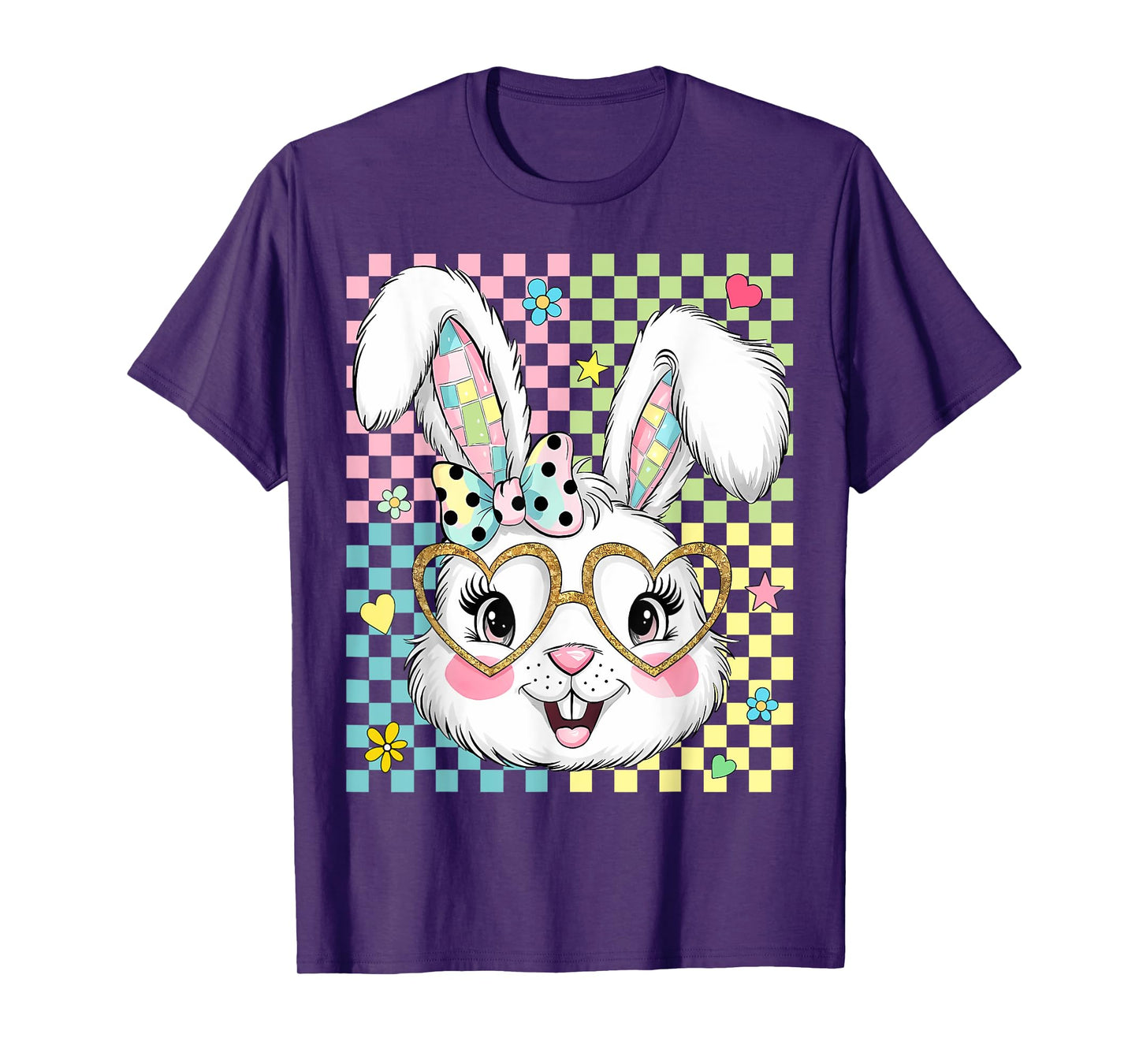 Happy Easter Vibes Cute Bunny Rabbit Face Women Girls Kids T-Shirt