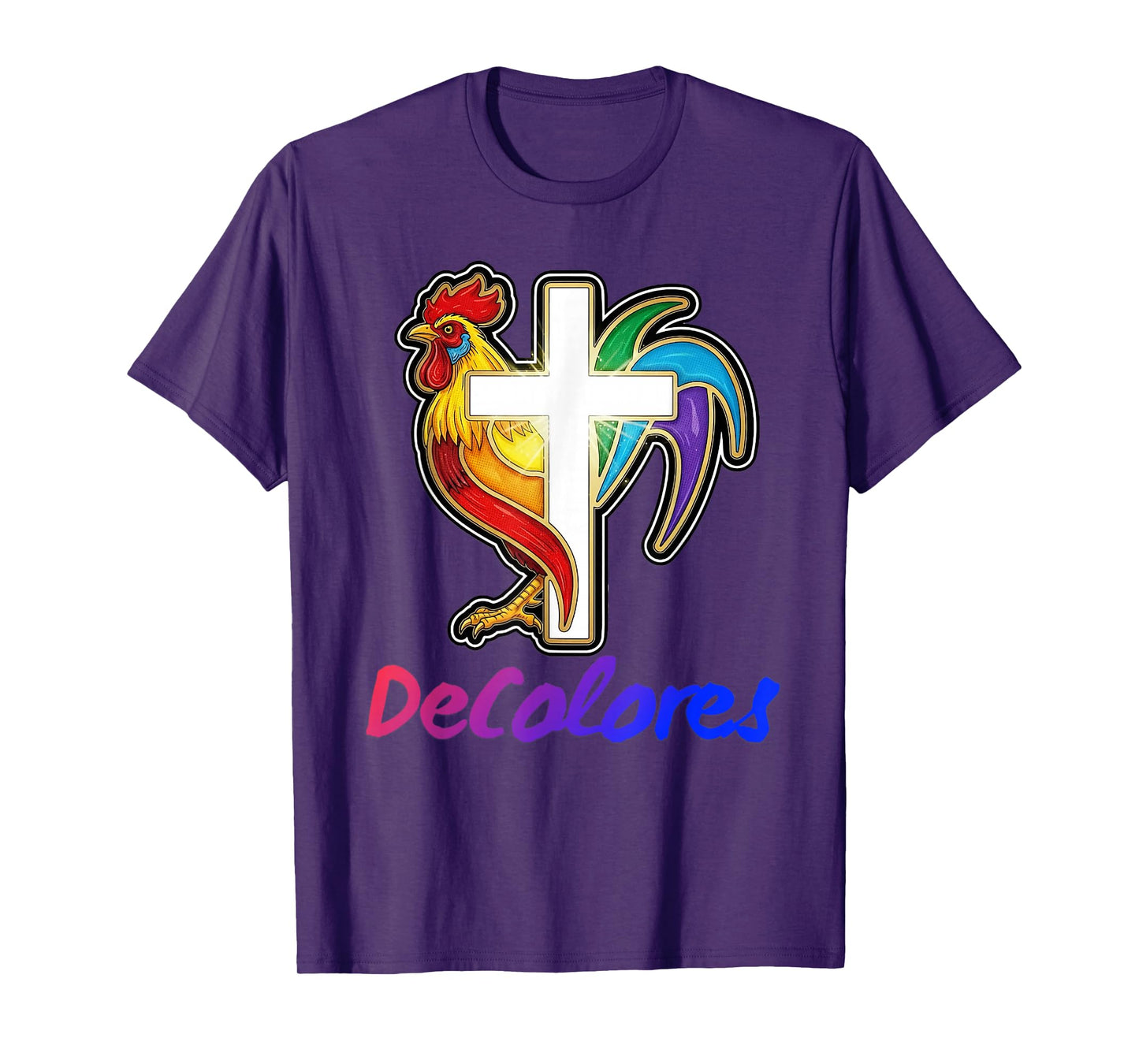 DeColores Cursillo Rainbow Rooster Catholic T-Shirt