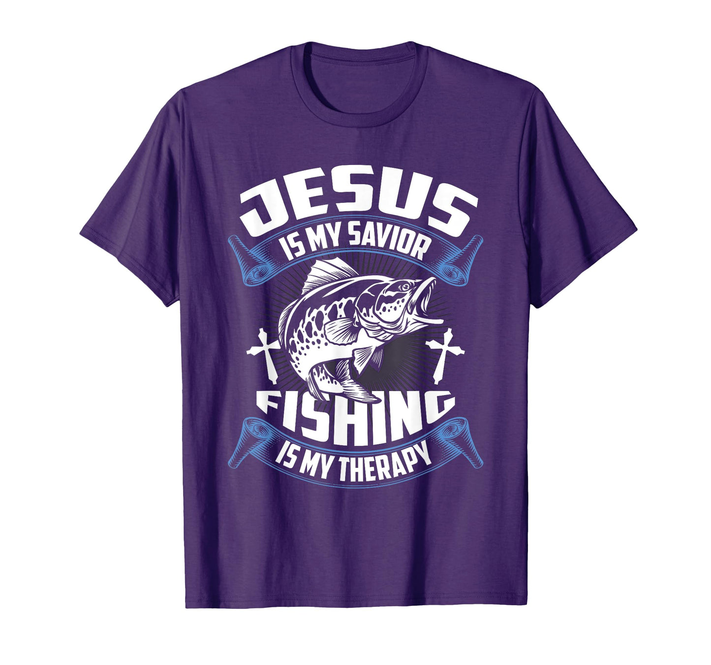 Jesus Is My Savior Fishing Is My Therapy Christian Fishermen T-Shirt