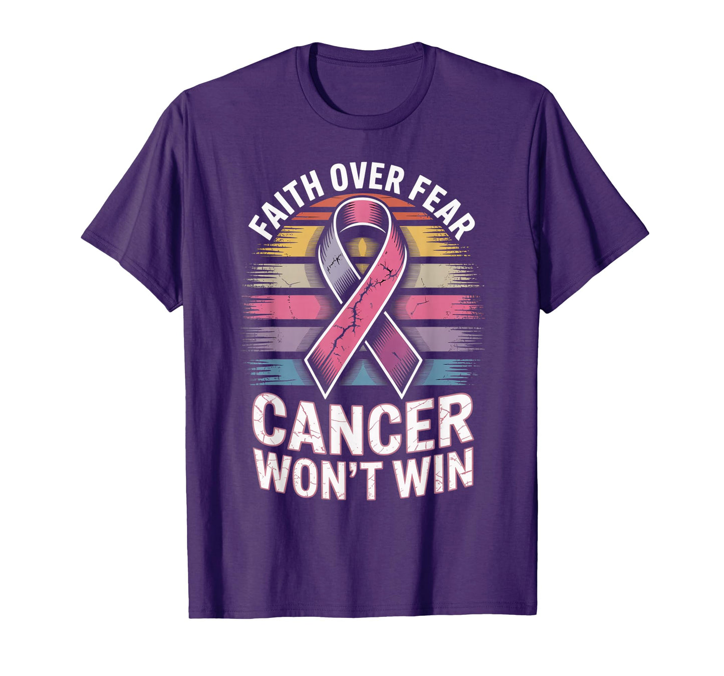 Faith Over Fear Cancer Wont Win Pink Ribbon Support T-Shirt