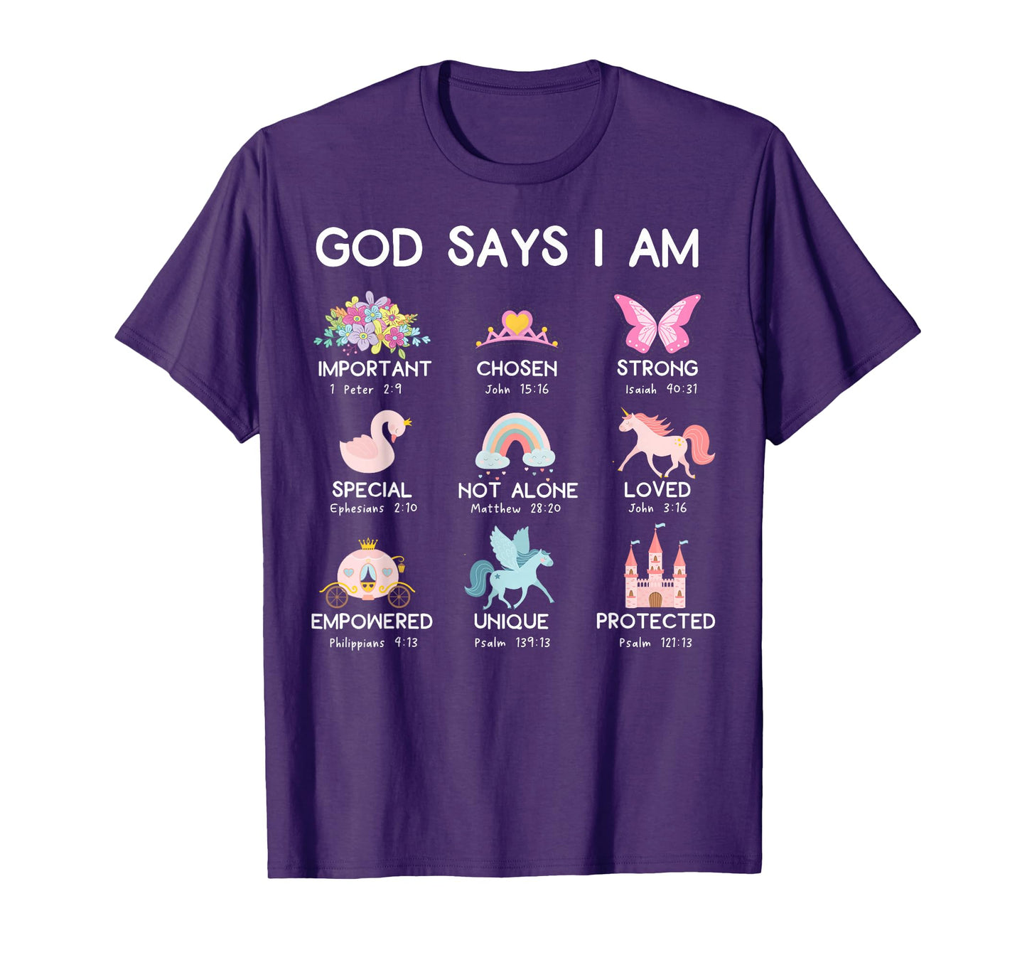 God Says I'm Cute Funny Unicorn Christian Girl Bible Lover T-Shirt