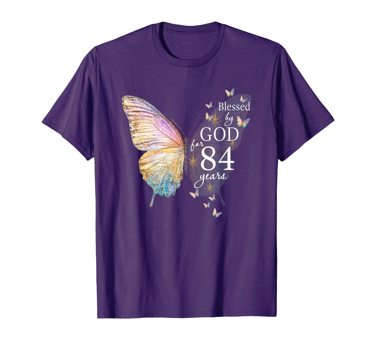 Blessed By God For 84 Years Old Butterfly Art 84th Birthday T-Shirt