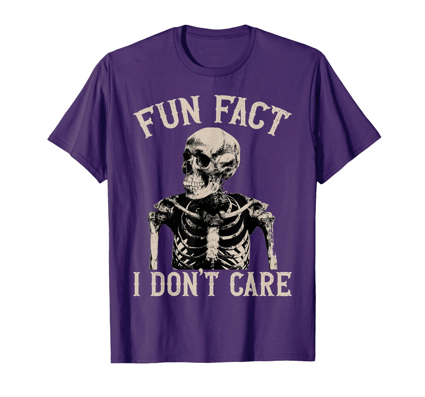 Fun Fact I Don’t Care Skull Funny Sarcastic Quote T-Shirt