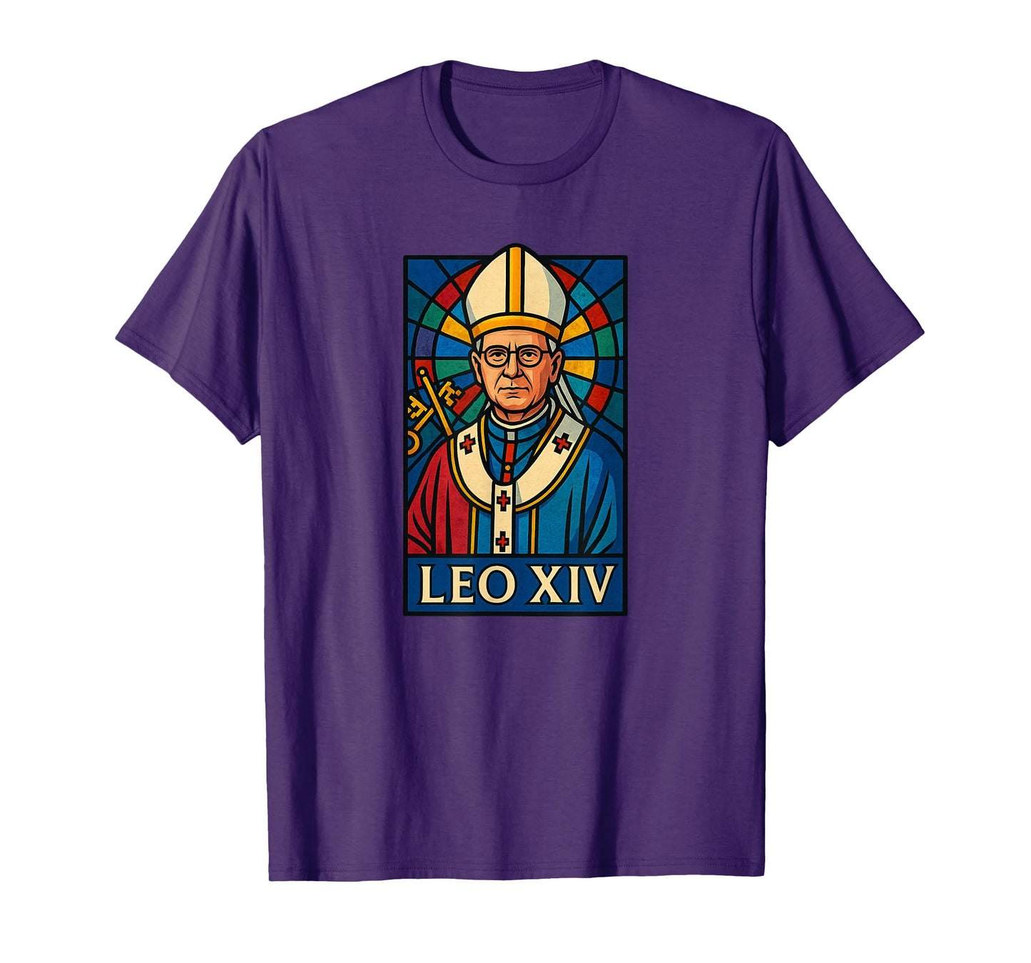 Pope Leo XIV / Christian, Rome, Vatican, Stained Glass T-Shirt