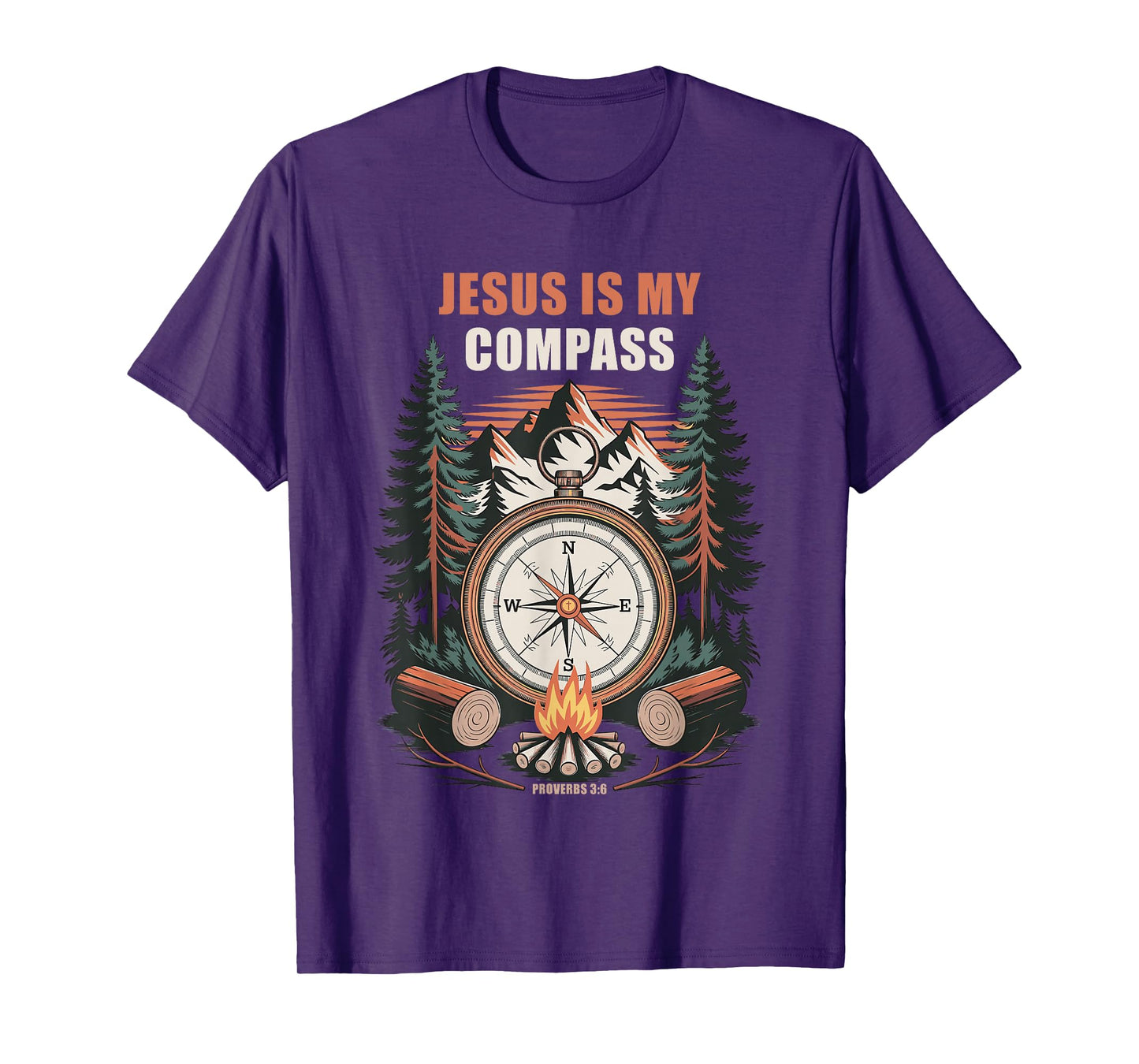 Jesus is My Compass – Proverbs 3:6 Christian Faith Camping T-Shirt