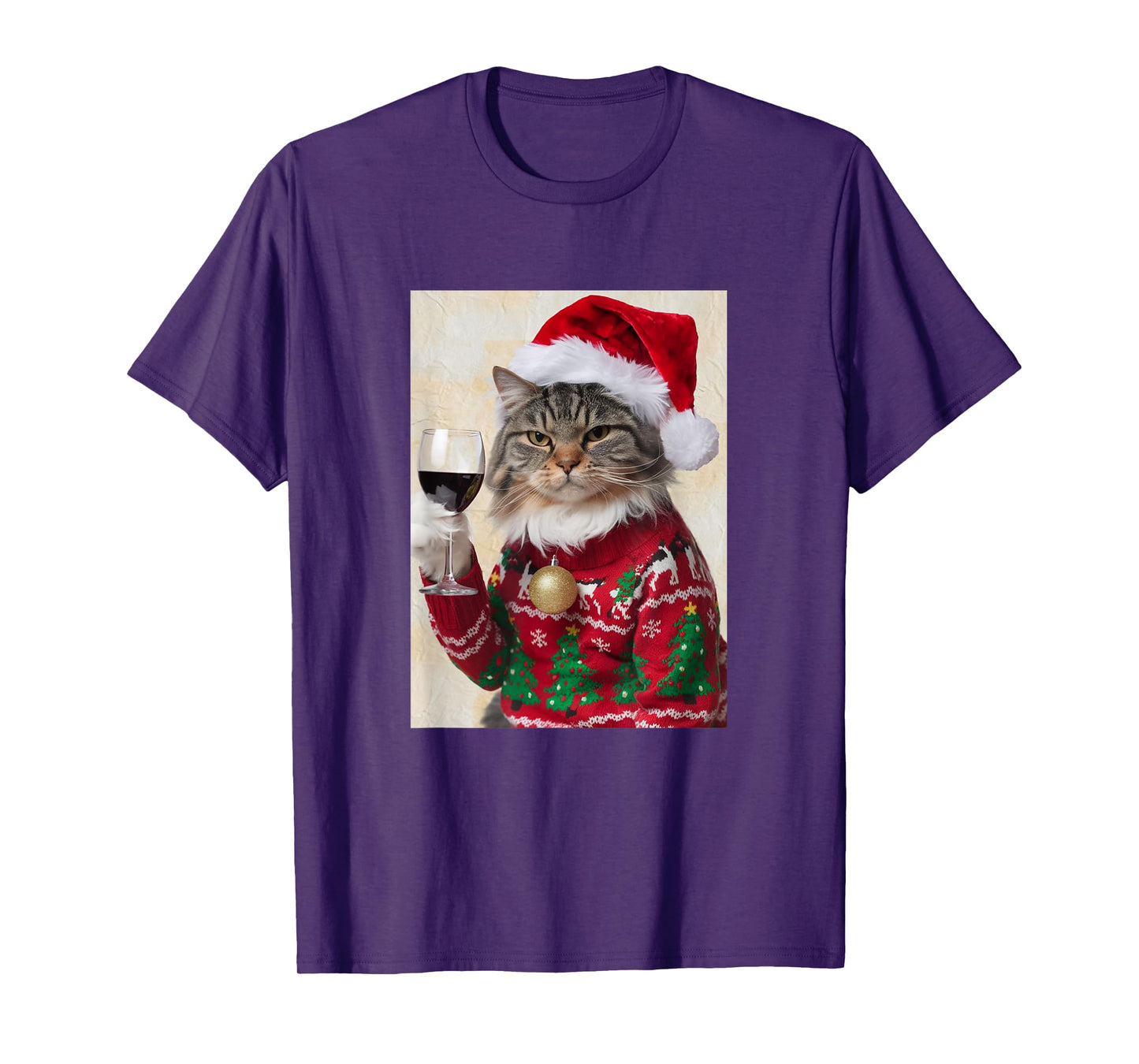 Cat Drinking Wine Cute Cat Holding Red Wine Lovers T-Shirt