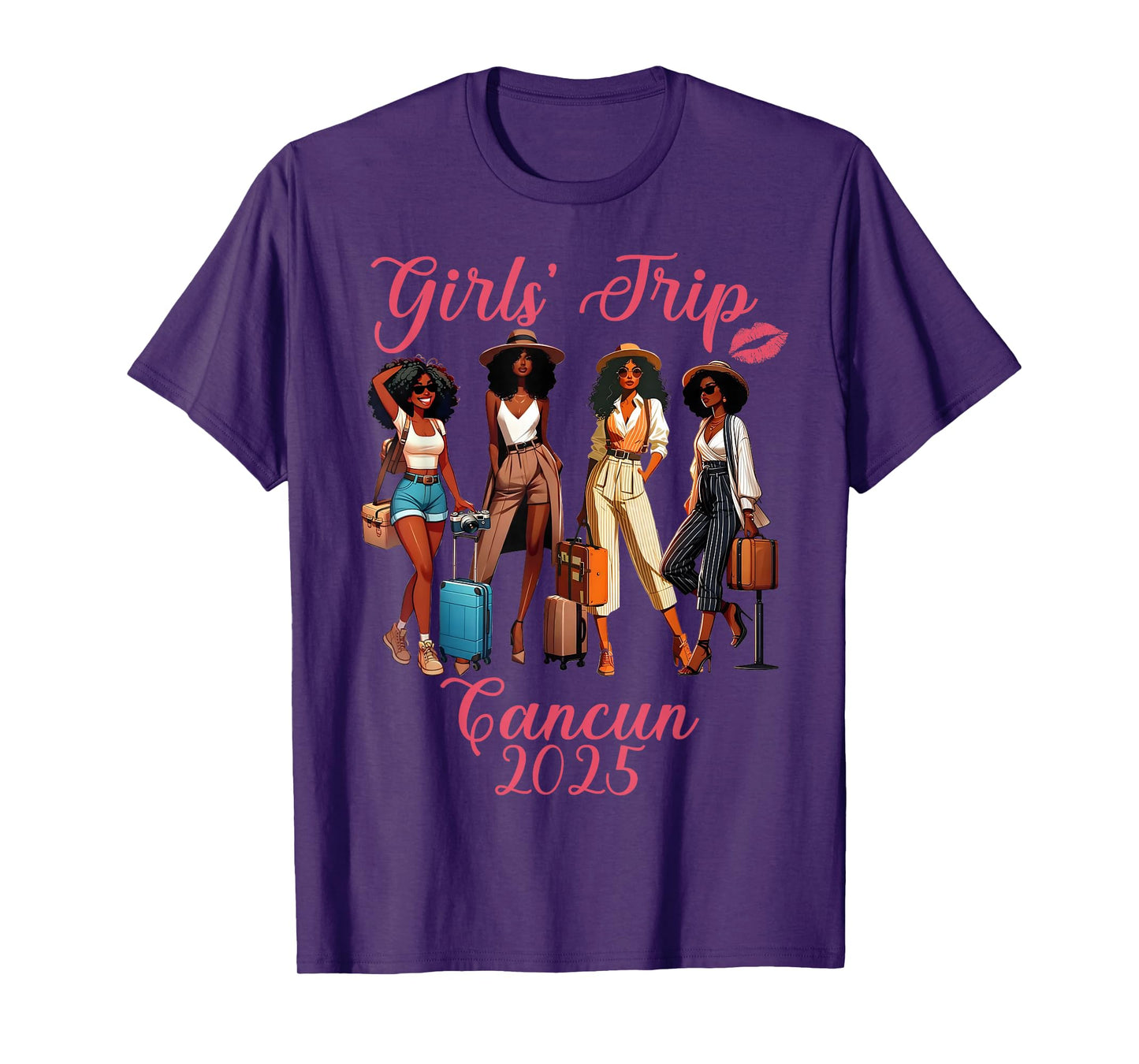 Cancun Girls Trip 2025 Black Girls Birthday Squad Vacation T-Shirt