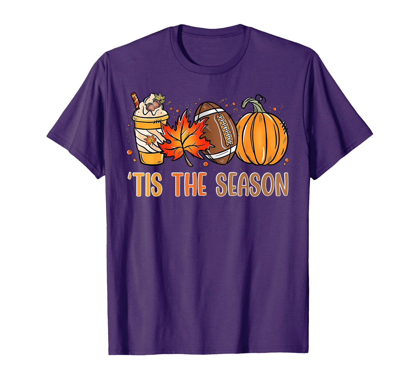 Tis The Season Fall Thanksgiving Pumpkin Spice Football T-Shirt