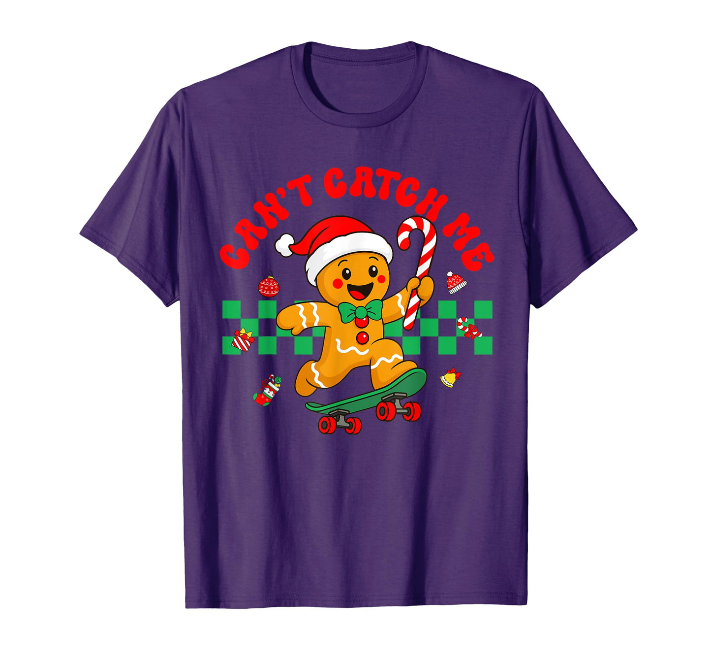 Can't Catch Me Retro Christmas Gingerbread Boy Xmas Kids T-Shirt
