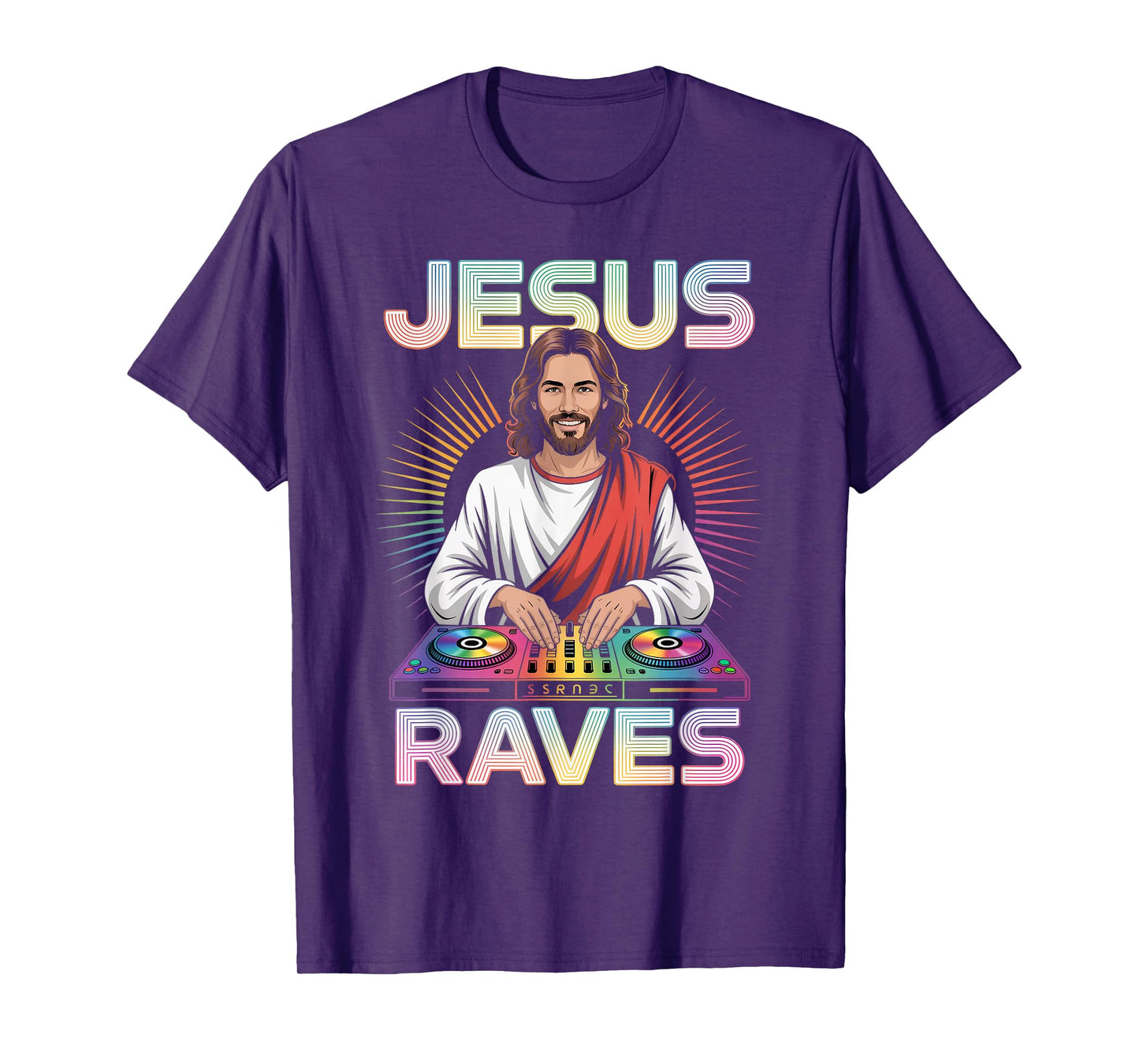 Jesus Raves DJ Rave Techno EDM Party Festival T-Shirt