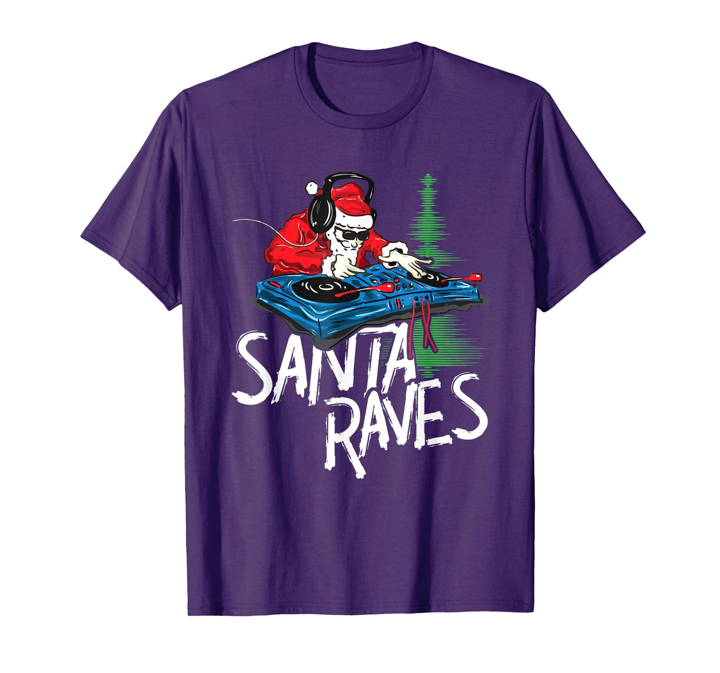Santa Raves EDM Rave Outfit DJ Christmas Xmas Gift T-Shirt