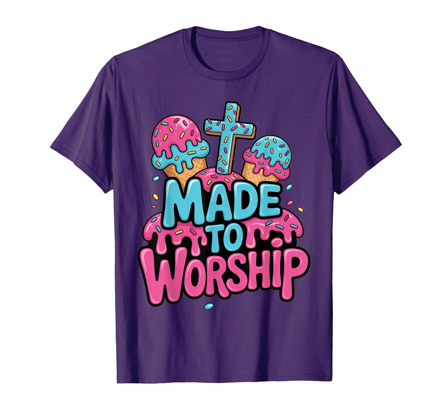 Drippy Made To Worship Shirt Ice Cream Drip Christian Kids T-Shirt