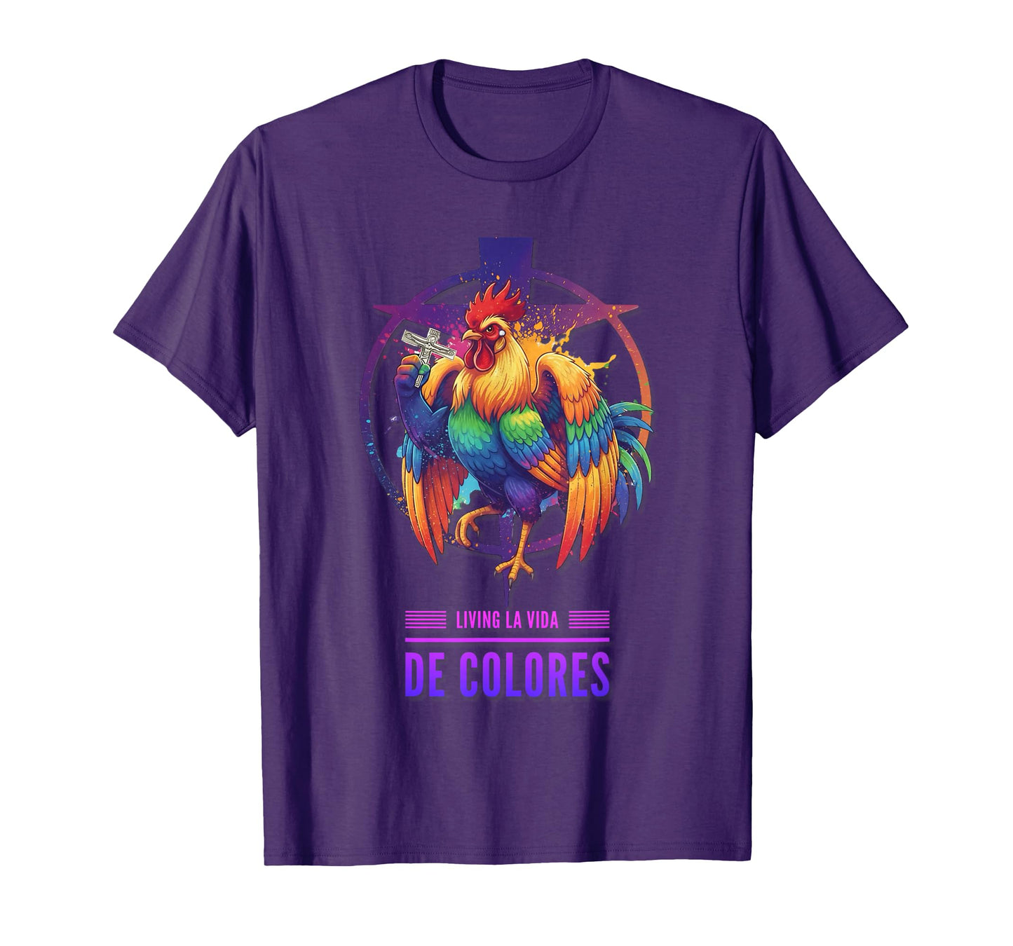 DeColores Cursillo Rainbow Rooster Catholic T-Shirt