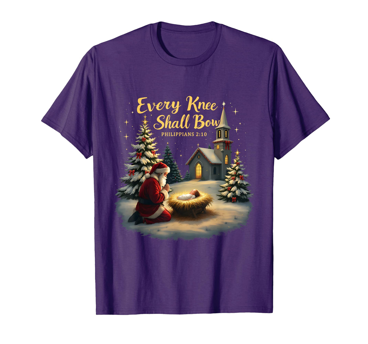 Xmas Christian Jesus Every Knee Shall Bow Philippians 2:10 T-Shirt