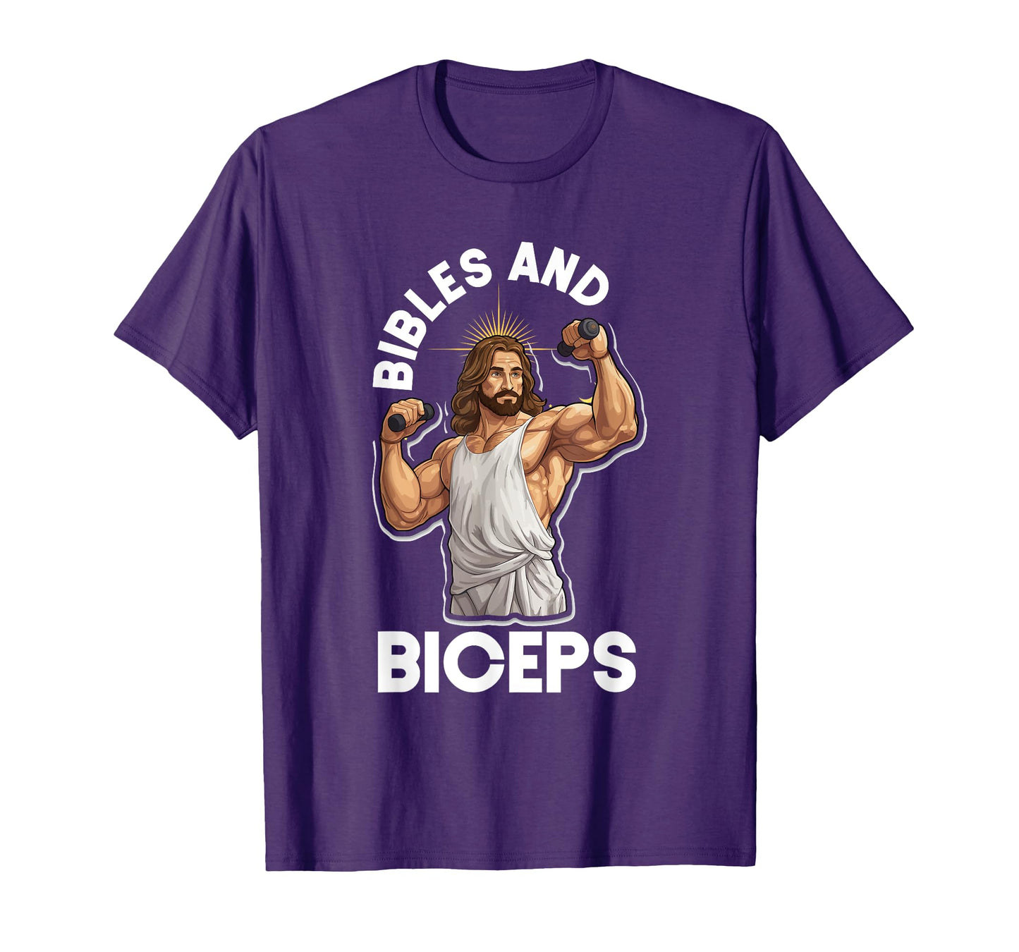 Bibles And Biceps Bodybuilding Jesus Fitness Weight Lifting T-Shirt