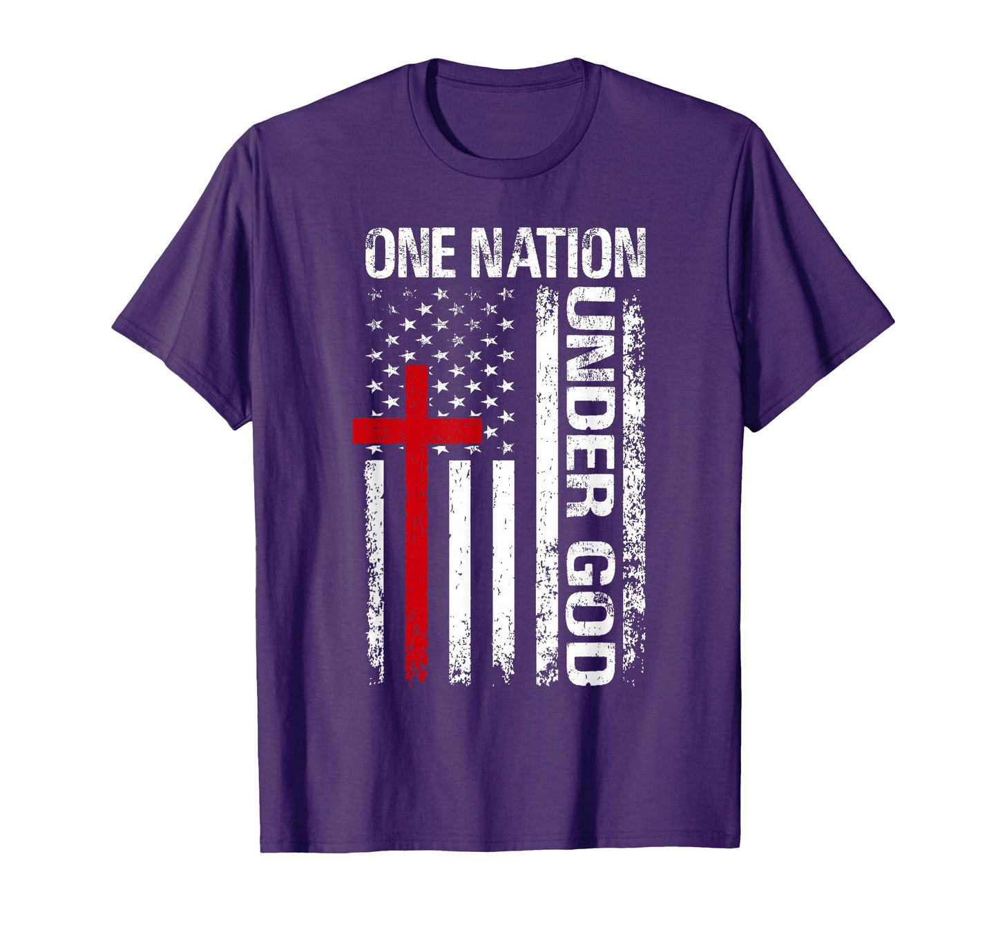 One Nation Under God Christian American Flag Patriotic Cross T-Shirt