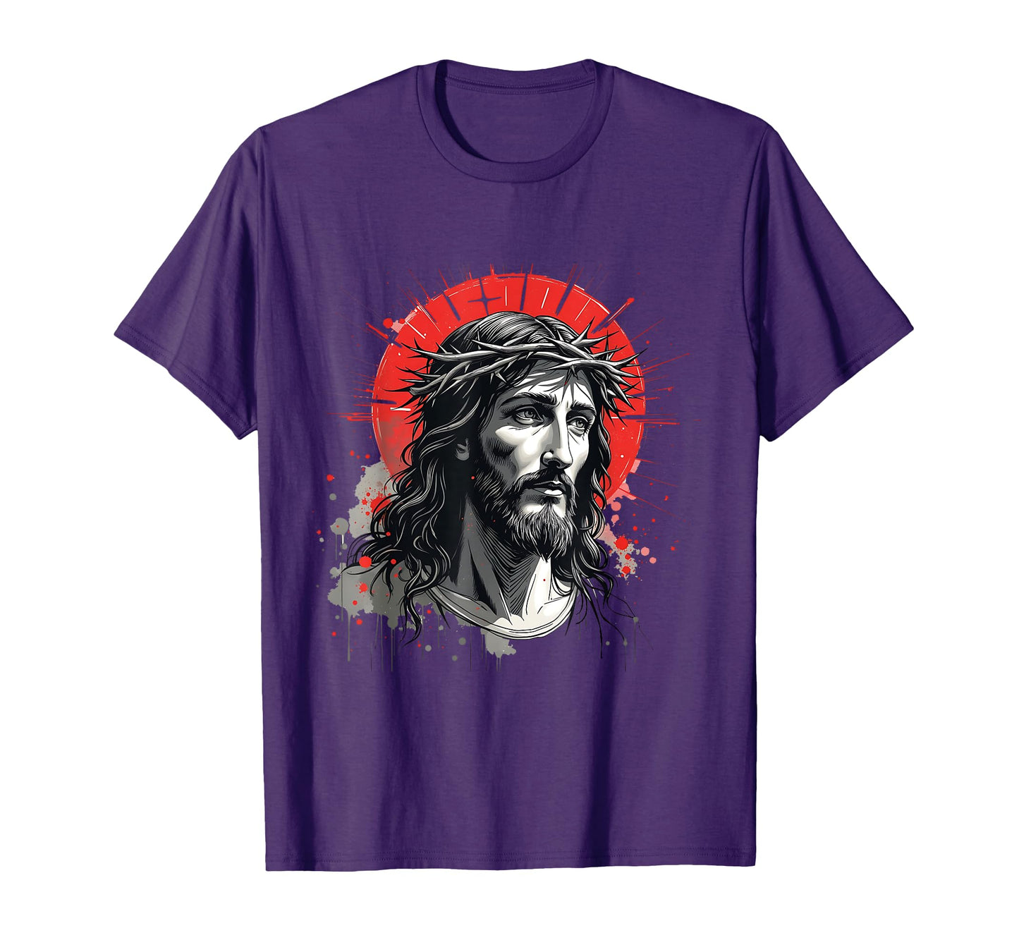 Retro Jesus Crown of Thorns Bold Faith Christian Art Graphic T-Shirt