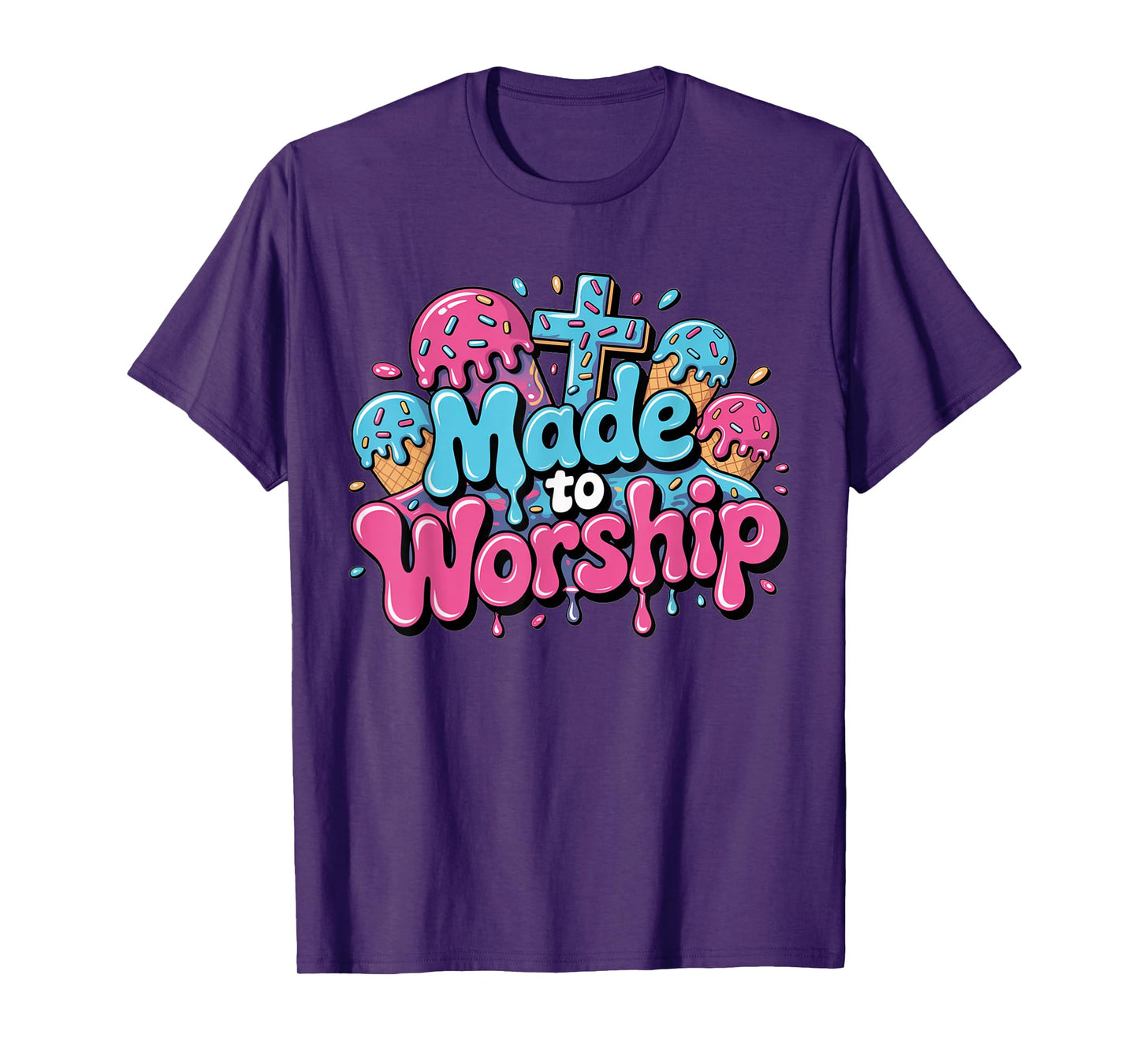 Made To Worship Shirt Ice Cream Drippy Christian Drip Kids T-Shirt