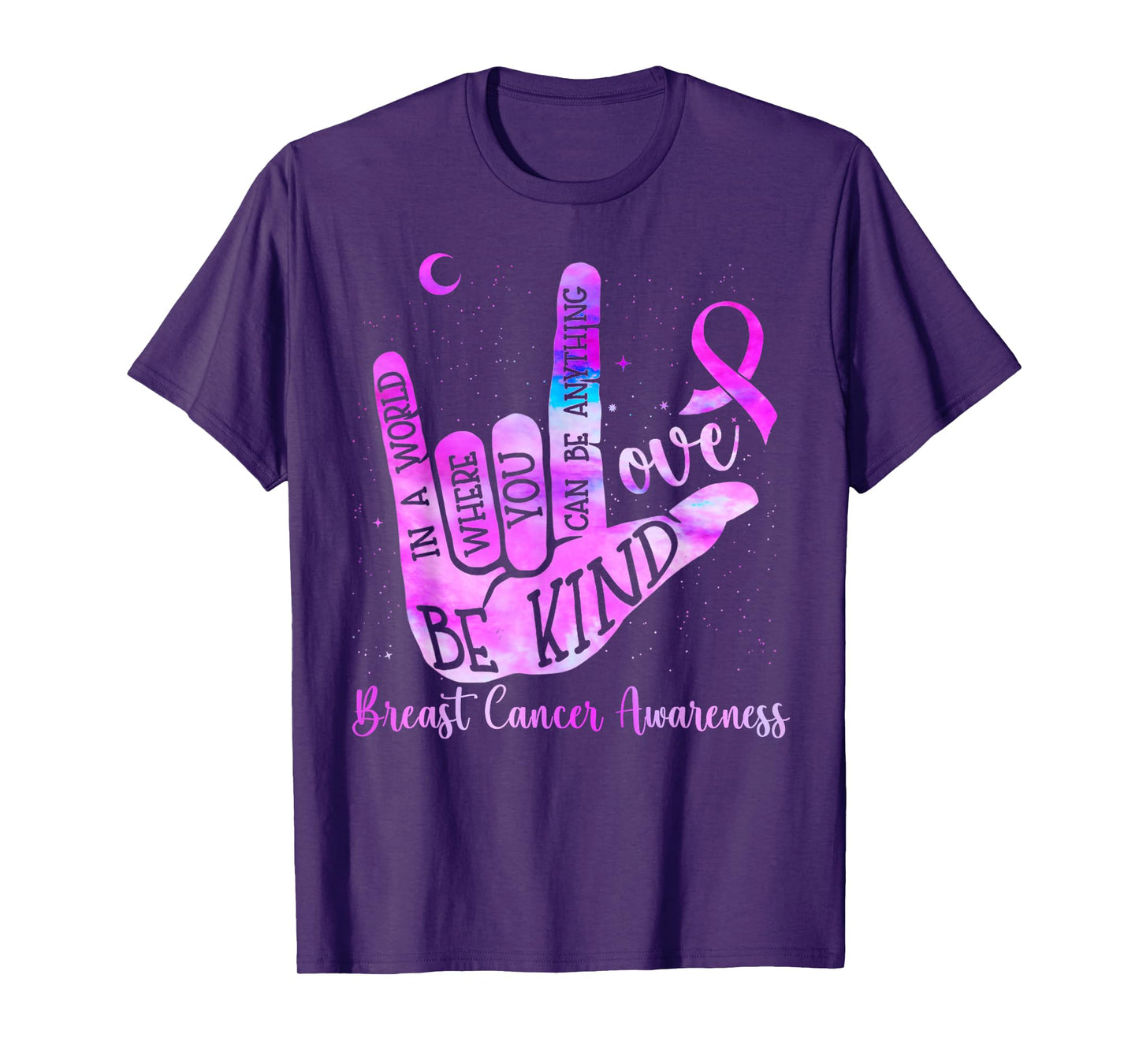 Be-Kind ASLHand-Sign Breast Cancer Awareness T-Shirt