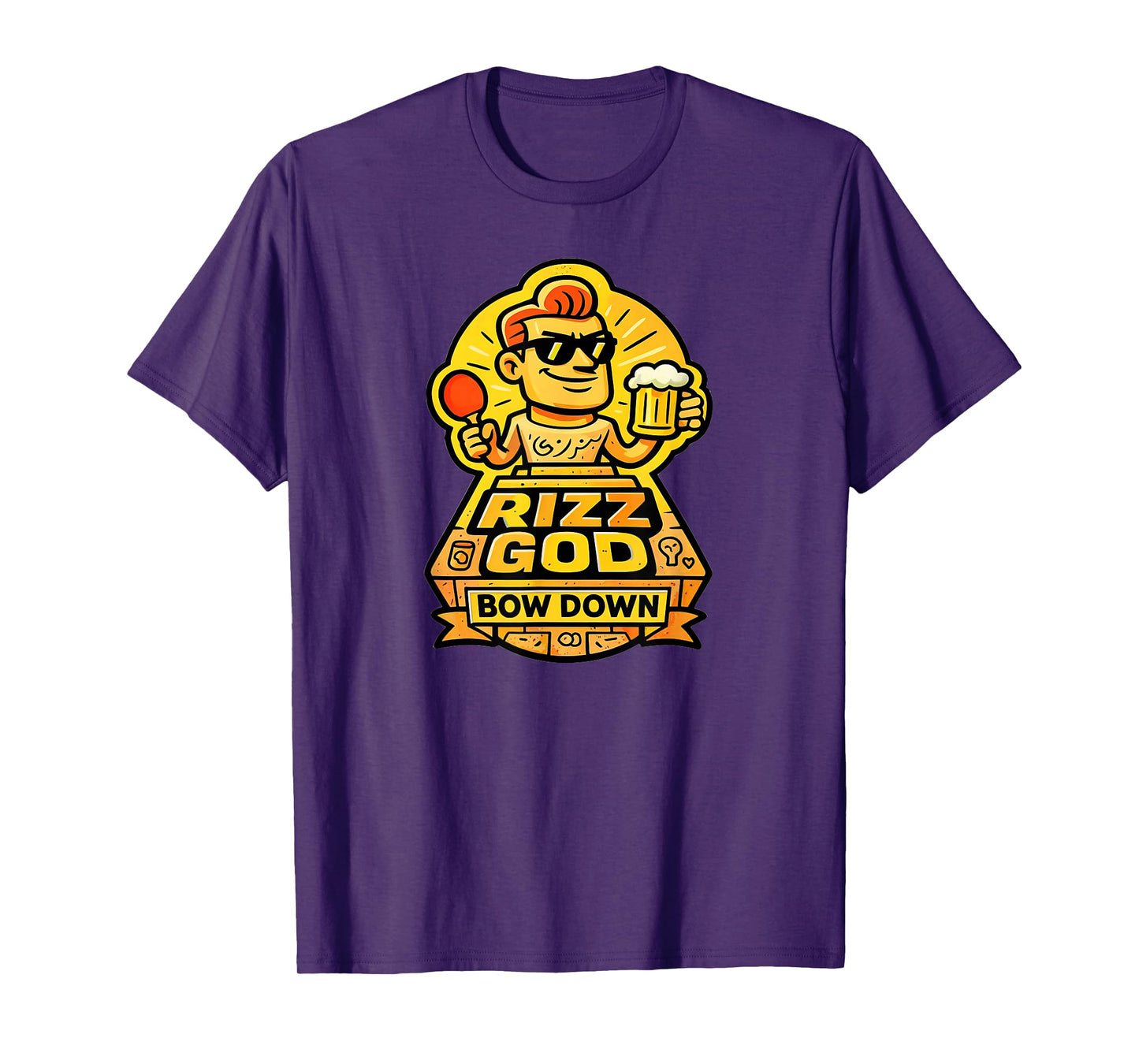 Rizz God Bow Down Ping Pong Beer Lovers Idea T-Shirt