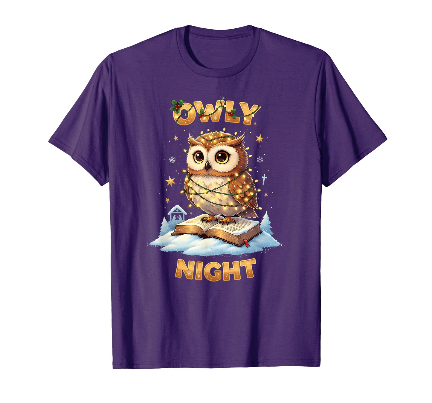 Owly Night Christmas Owl Snowflakes Bible Christian Religion T-Shirt