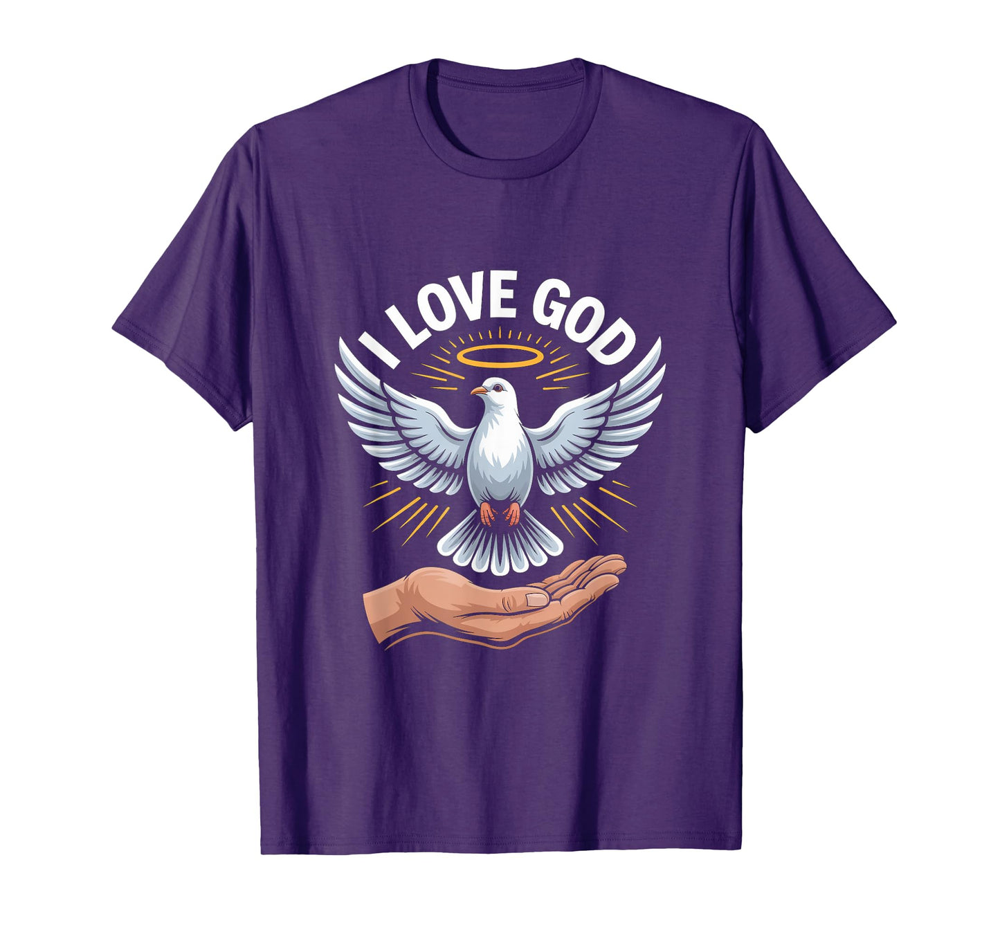 I Love God Dove Halo Hand Spiritual Art T-Shirt