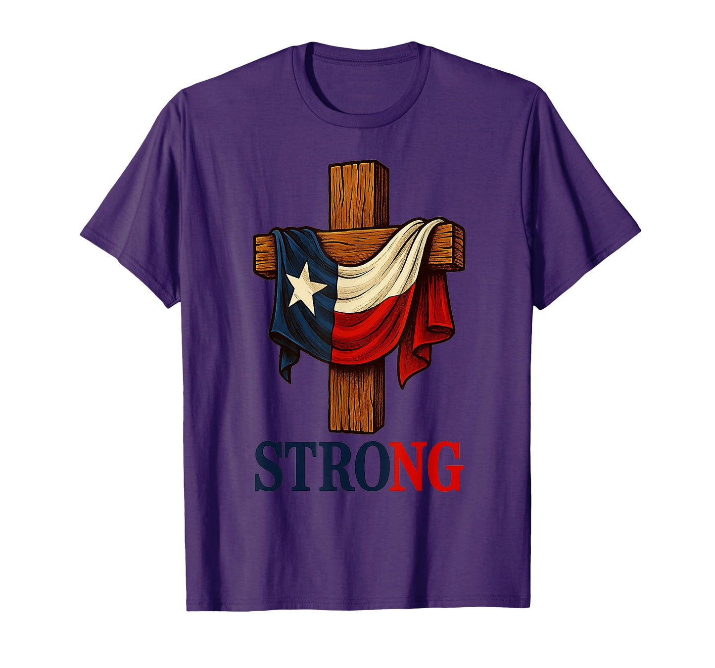 Strong Texas flag cross christian texas pride 2025 T-Shirt