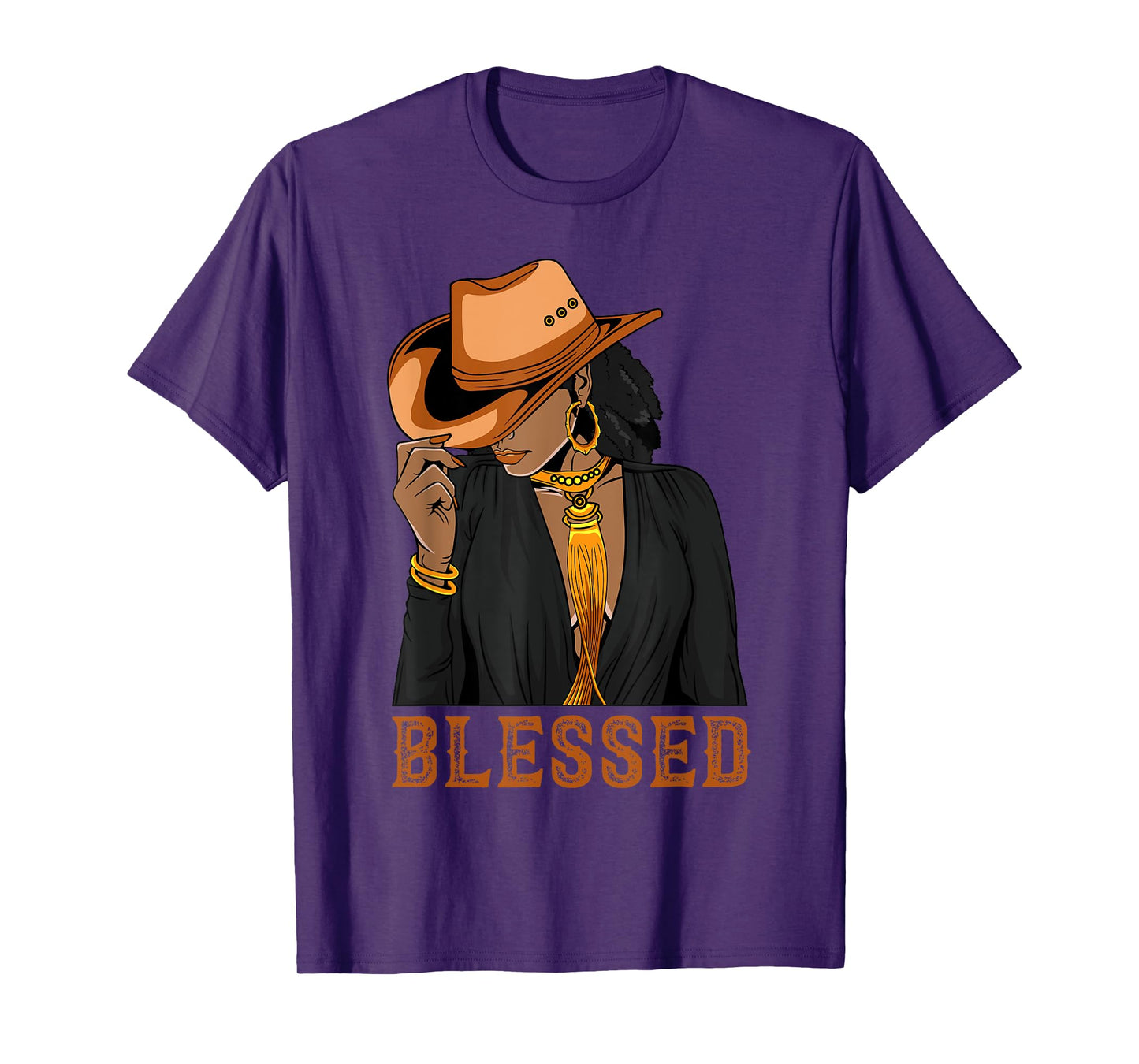 Western Country Black Cowgirl Black Woman Christian Blessed T-Shirt