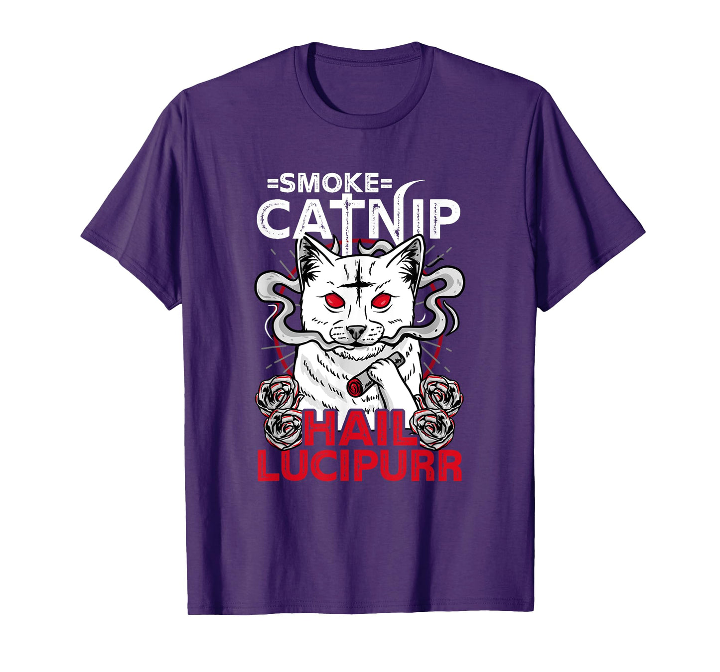 Smoke Catnip Hail Lucipurr l Satanic Occult Cat Men Women T-Shirt