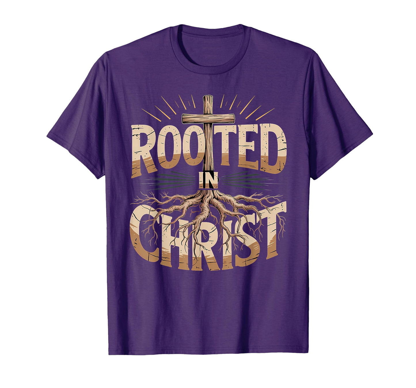 Rooted in Christ Jesus Christian Faith Cross T-Shirt