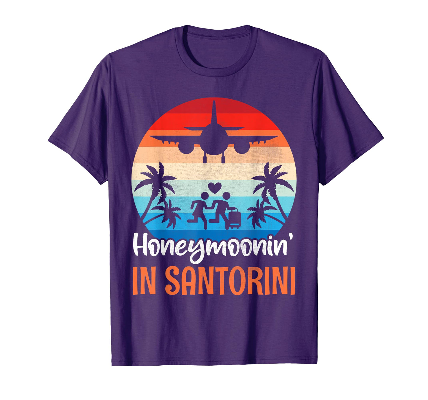 Husband Wife Together Honeymoonin' In Santorini Sunset Beach T-Shirt