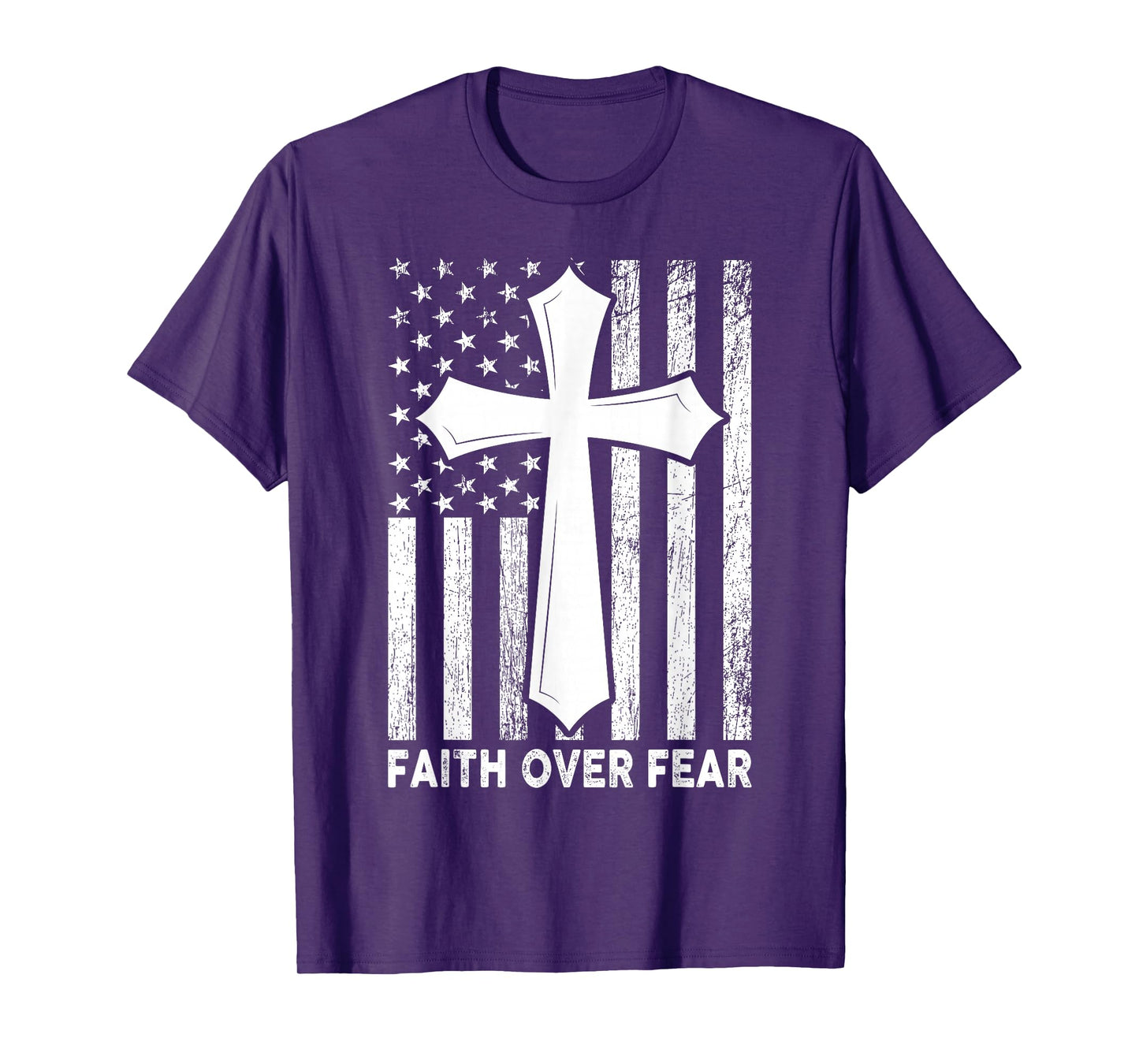 Faith Over Fear Cool Christian Flag Cross for Men Women Kids T-Shirt