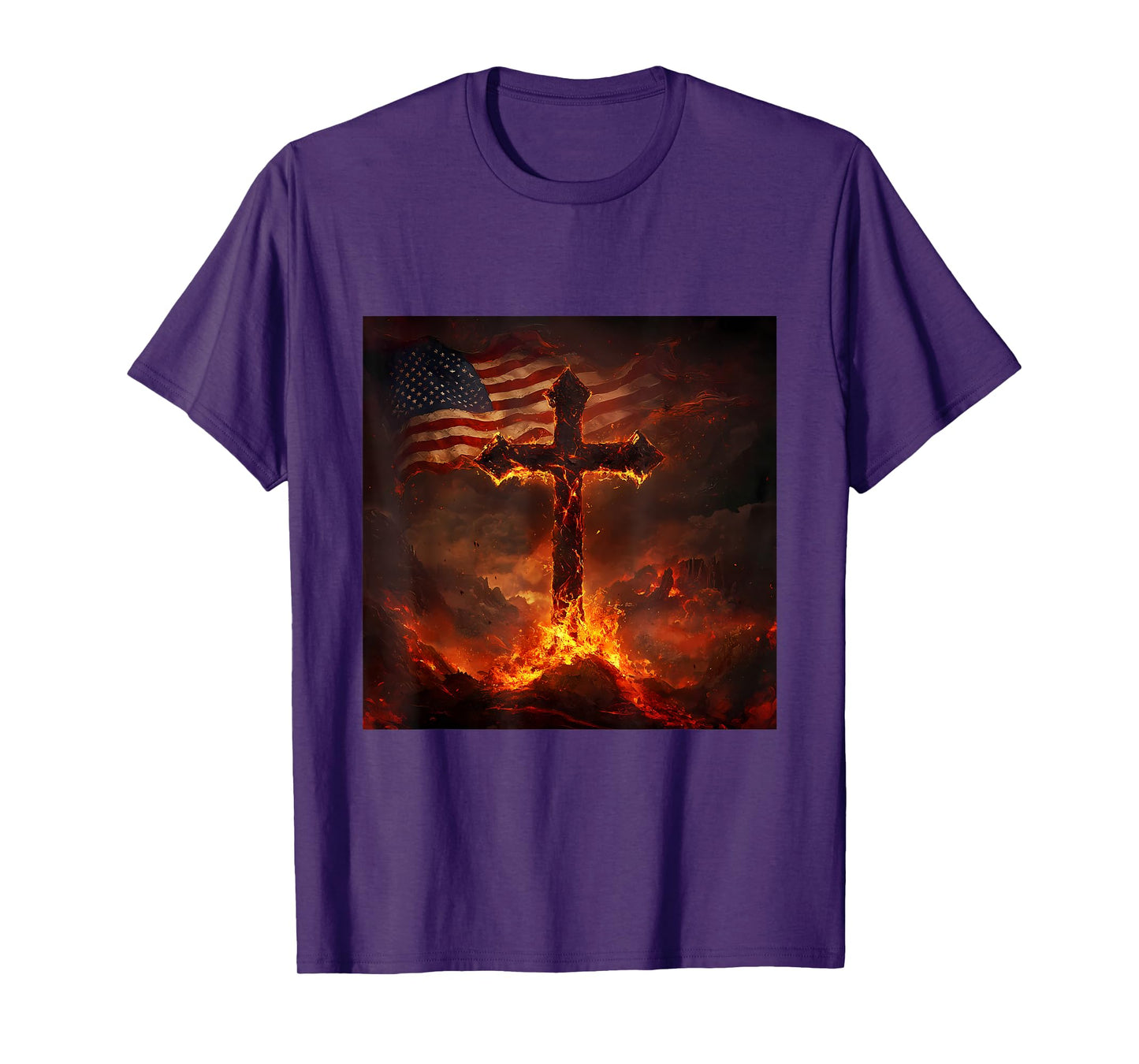 American Flag USA Cross Christian Faith Patriotic T-Shirt
