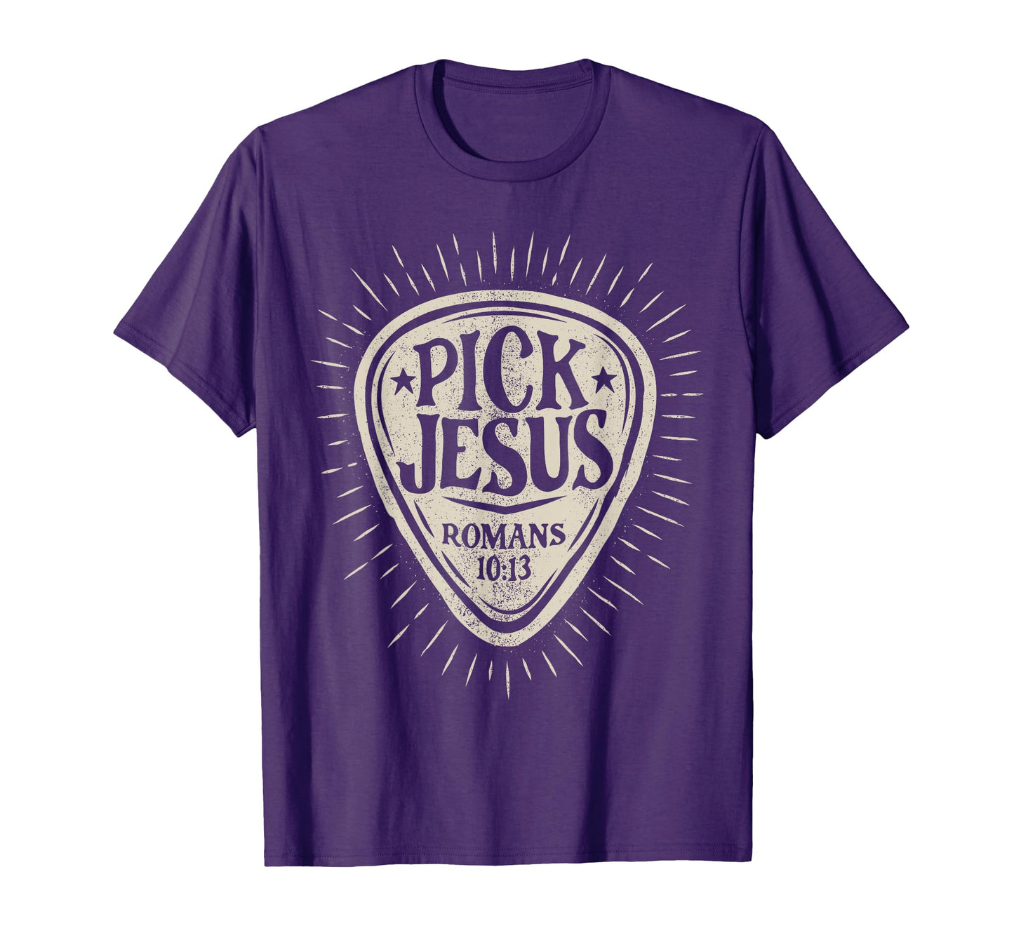Guitar Pick Jesus Christian Music Guitarist Pastor Retro T-Shirt