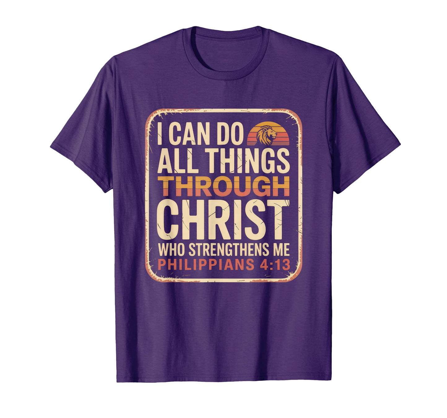Christian Tshirt Philippians 4:13 Religious Lion Strengthens T-Shirt
