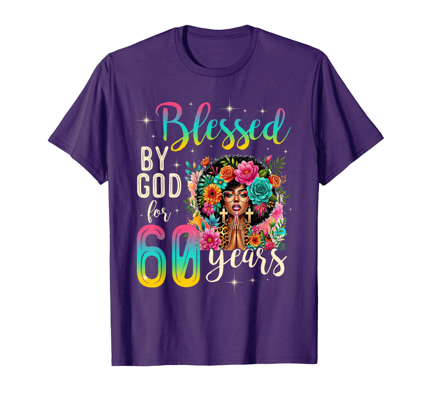 Black Girl Blessed by God for 60 Years Christian Birthday T-Shirt