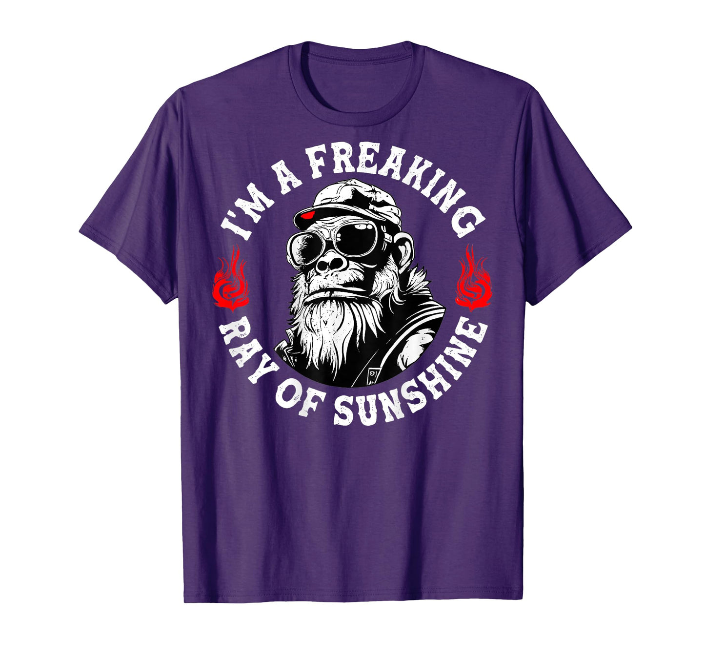 I’m A Freaking Ray of Sunshine Funny Monkey (On Back) T-Shirt