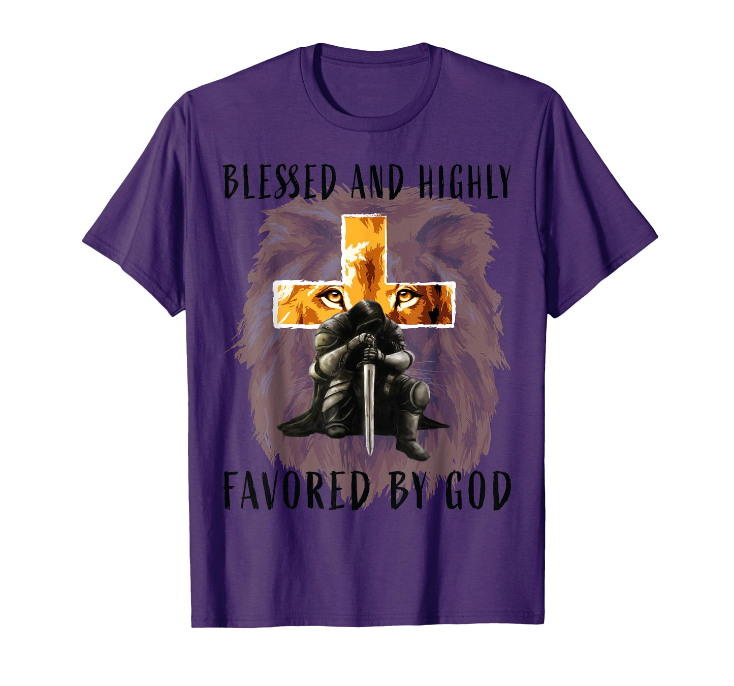 Blessed Favored Christian Religious Messages Lion Saying Men T-Shirt
