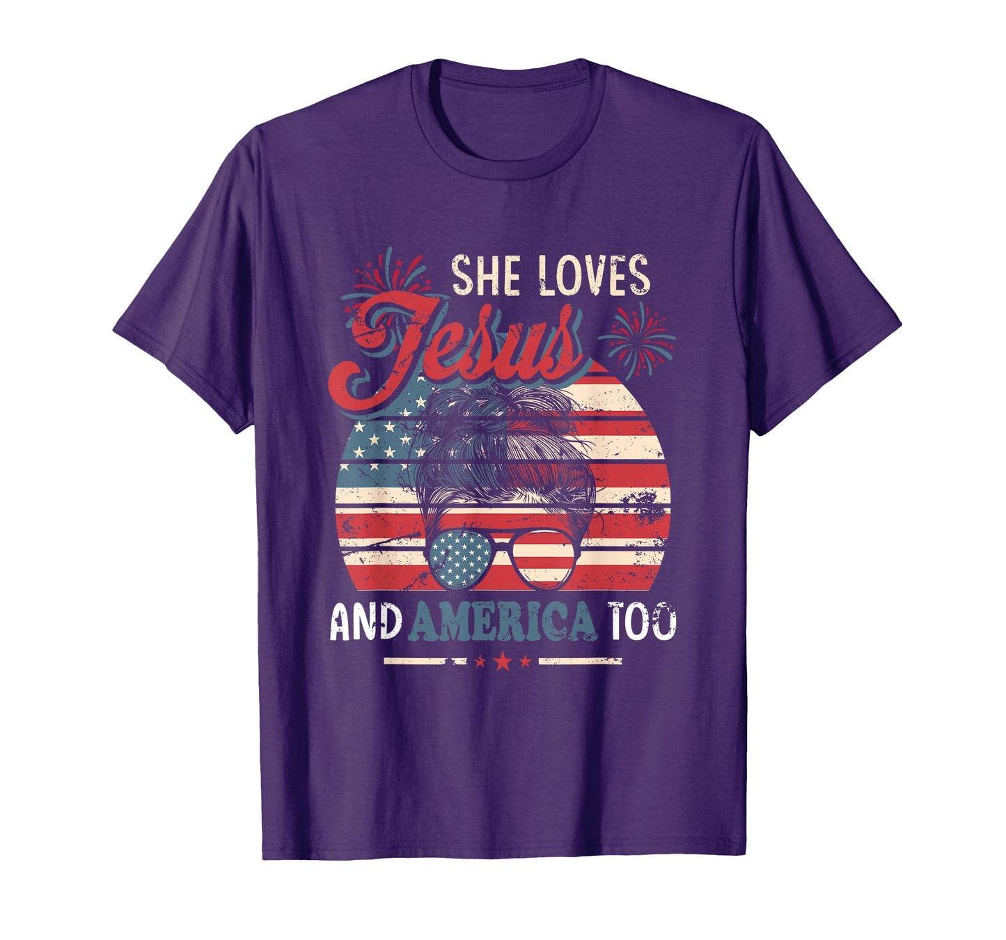 She Loves Jesus And America Too 4th of July Christian Lover T-Shirt for Women Men