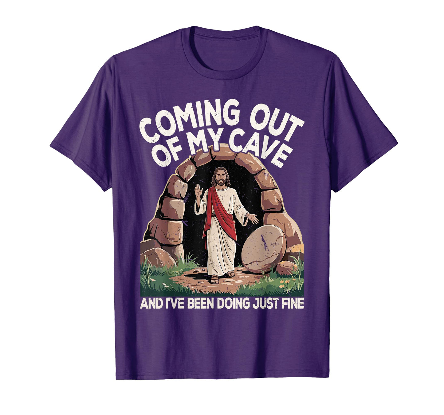 Funny Easter Jesus Coming Out of My Cave Retro Humor Easter T-Shirt
