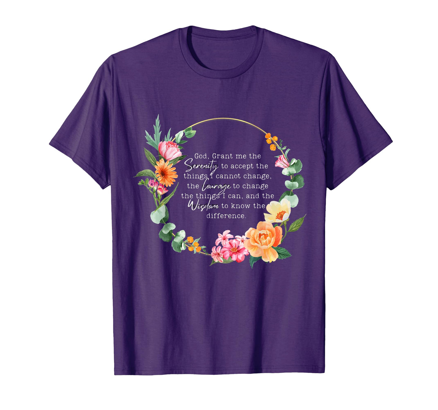 floral womens girls god grant me the serenity prayer spiritu T-Shirt