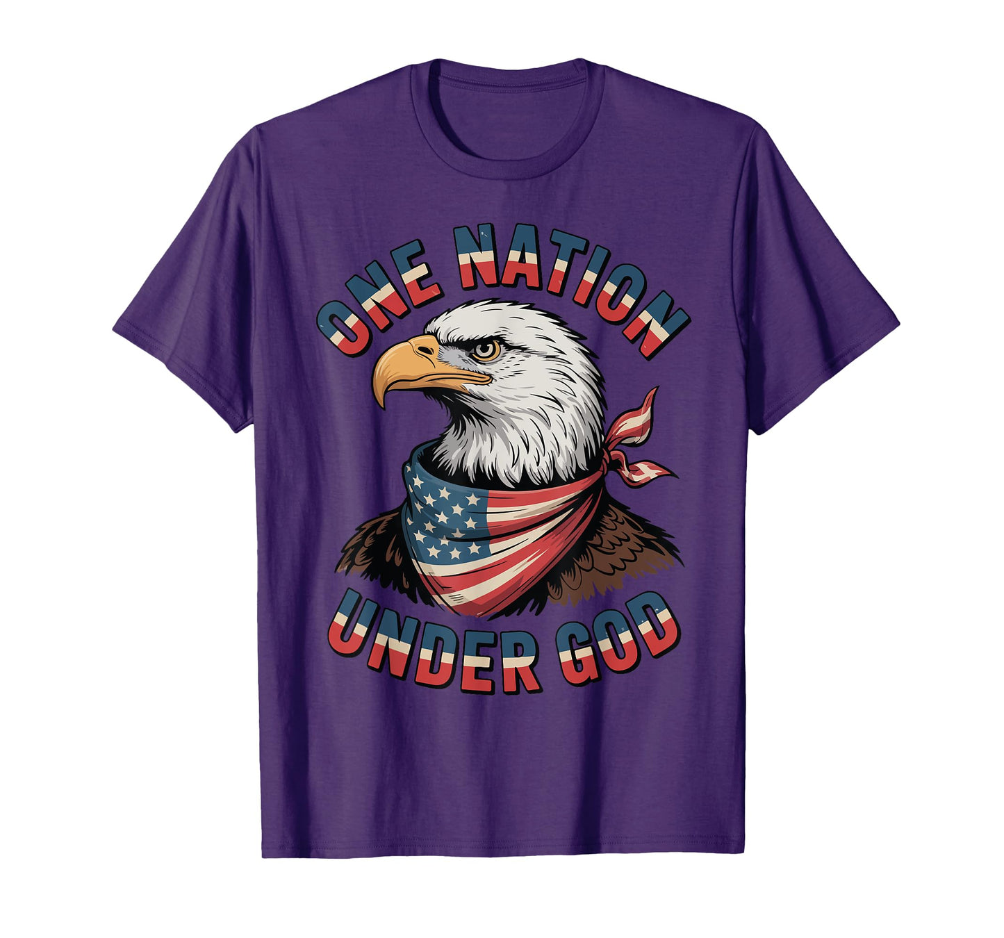 Eagle One Nation Under God 4th July Christian Men Youth Boy T-Shirt