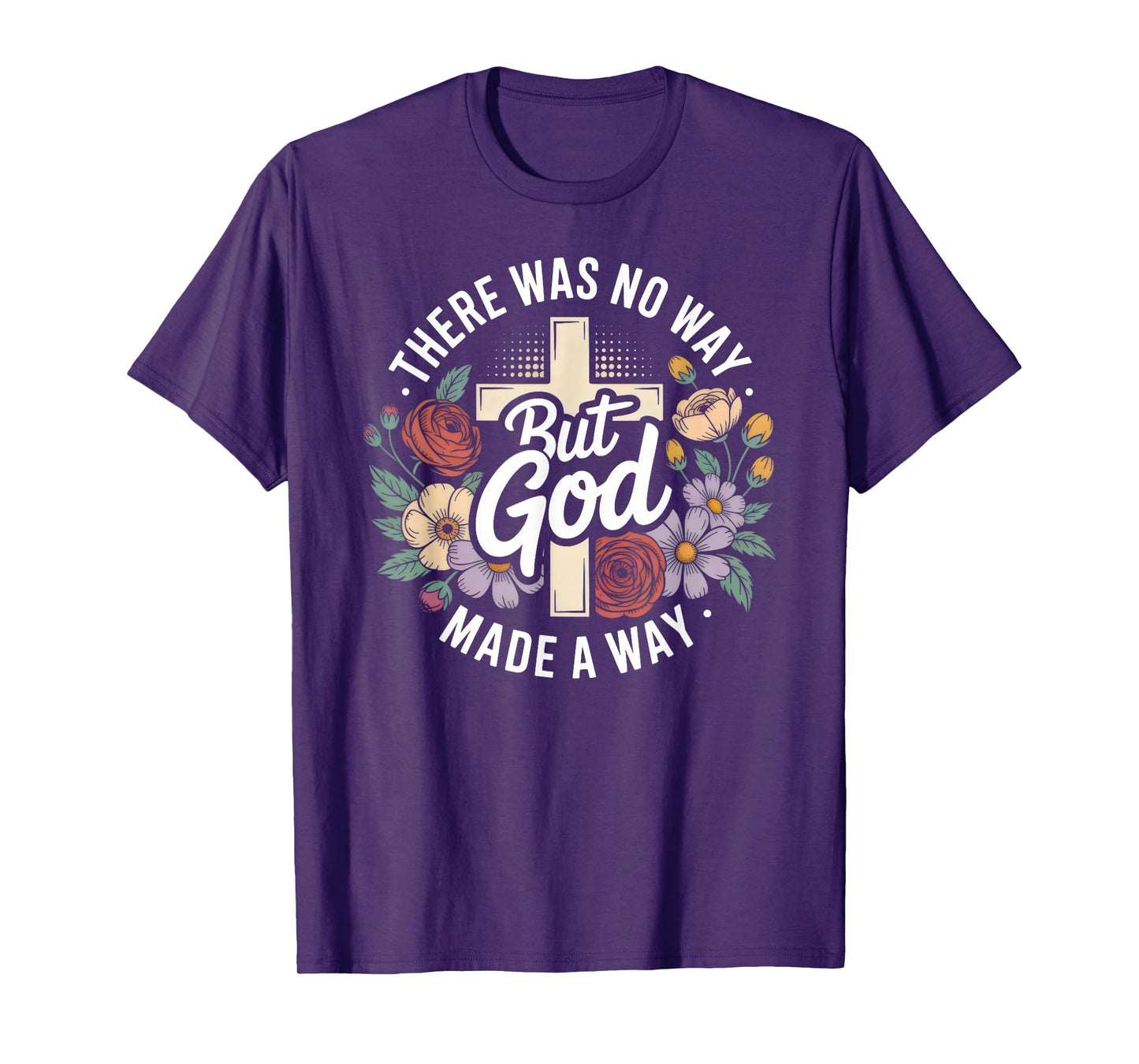Christian Religious Faith Cross & Floral T-Shirt